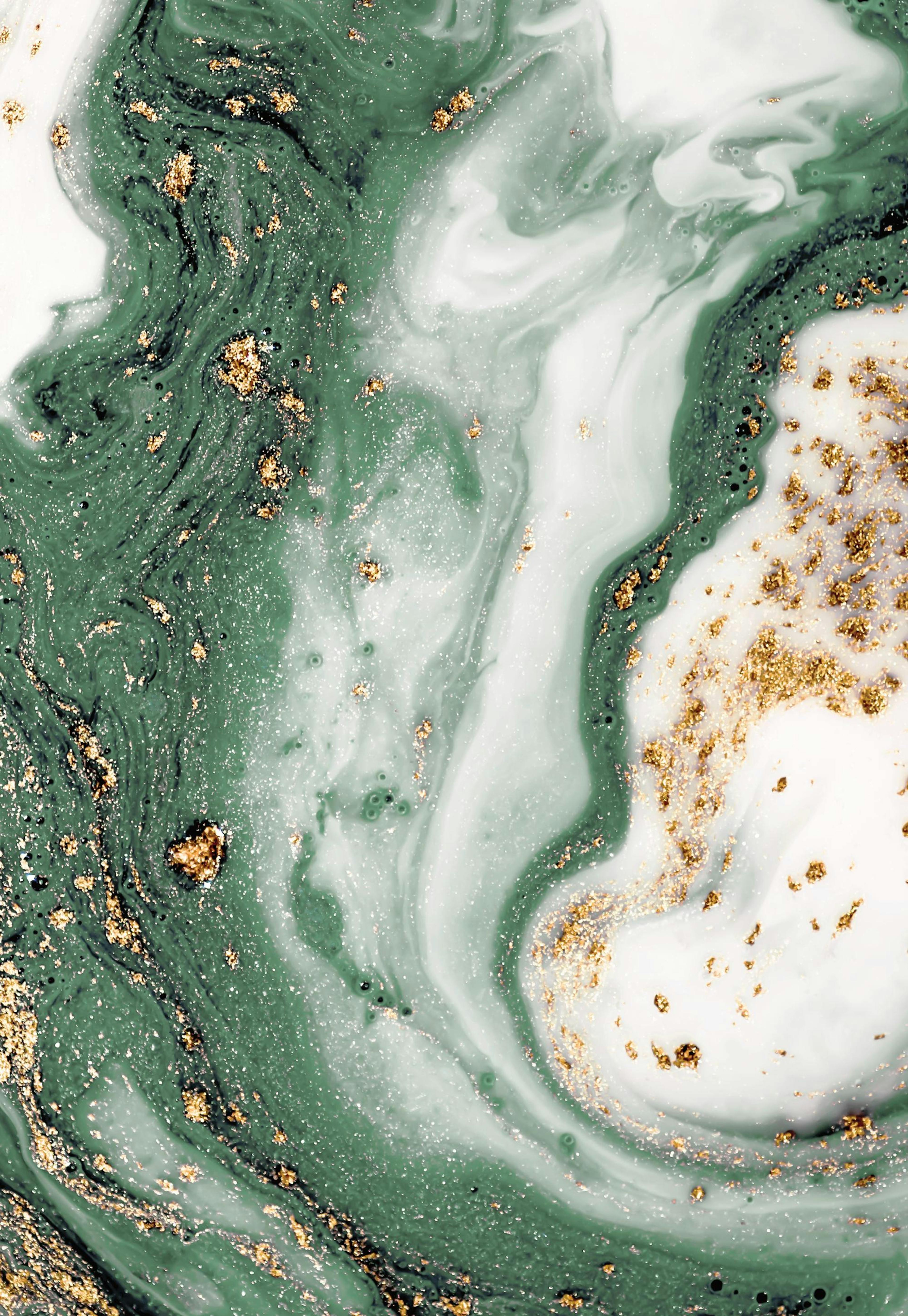 Green and Gold Swirl Poster 0
