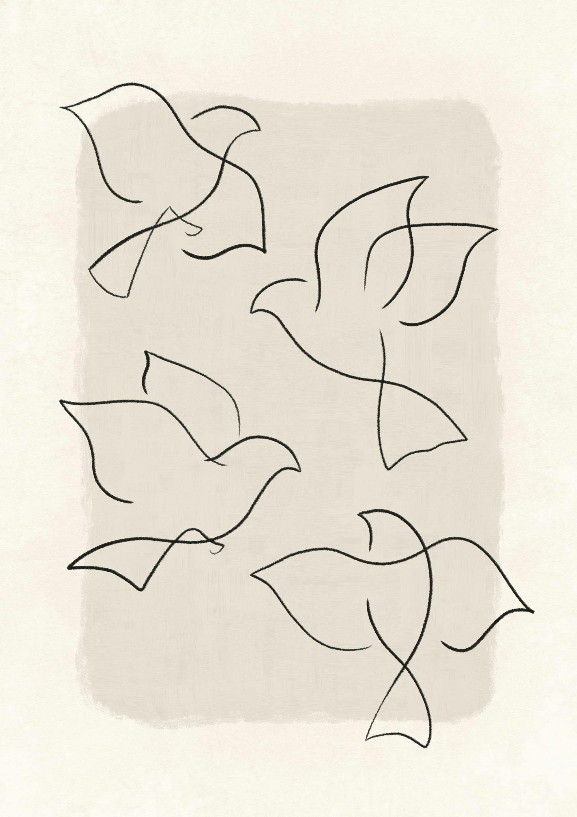 Line Art Birds Affiche 0