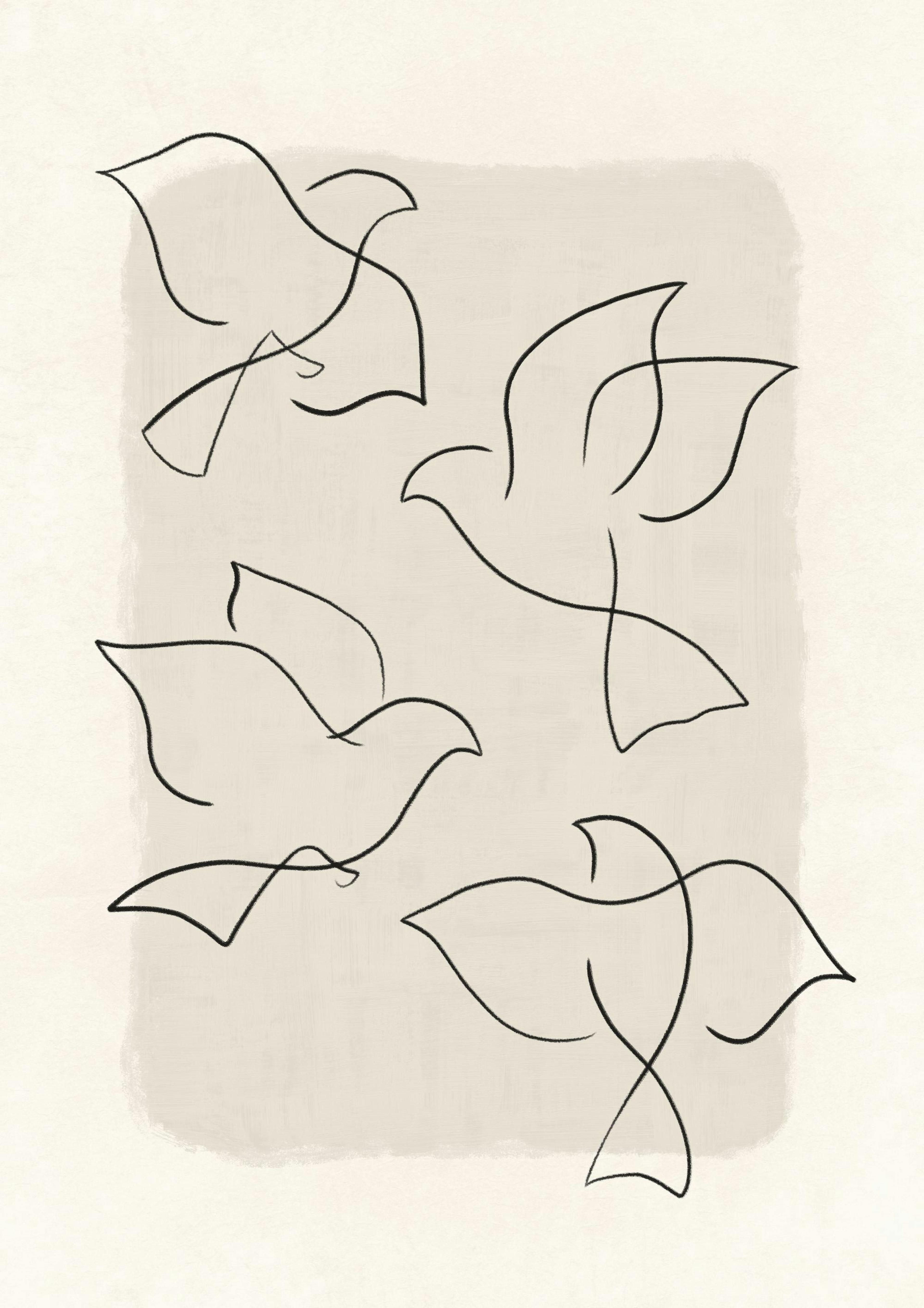 Line Art Birds Print 0