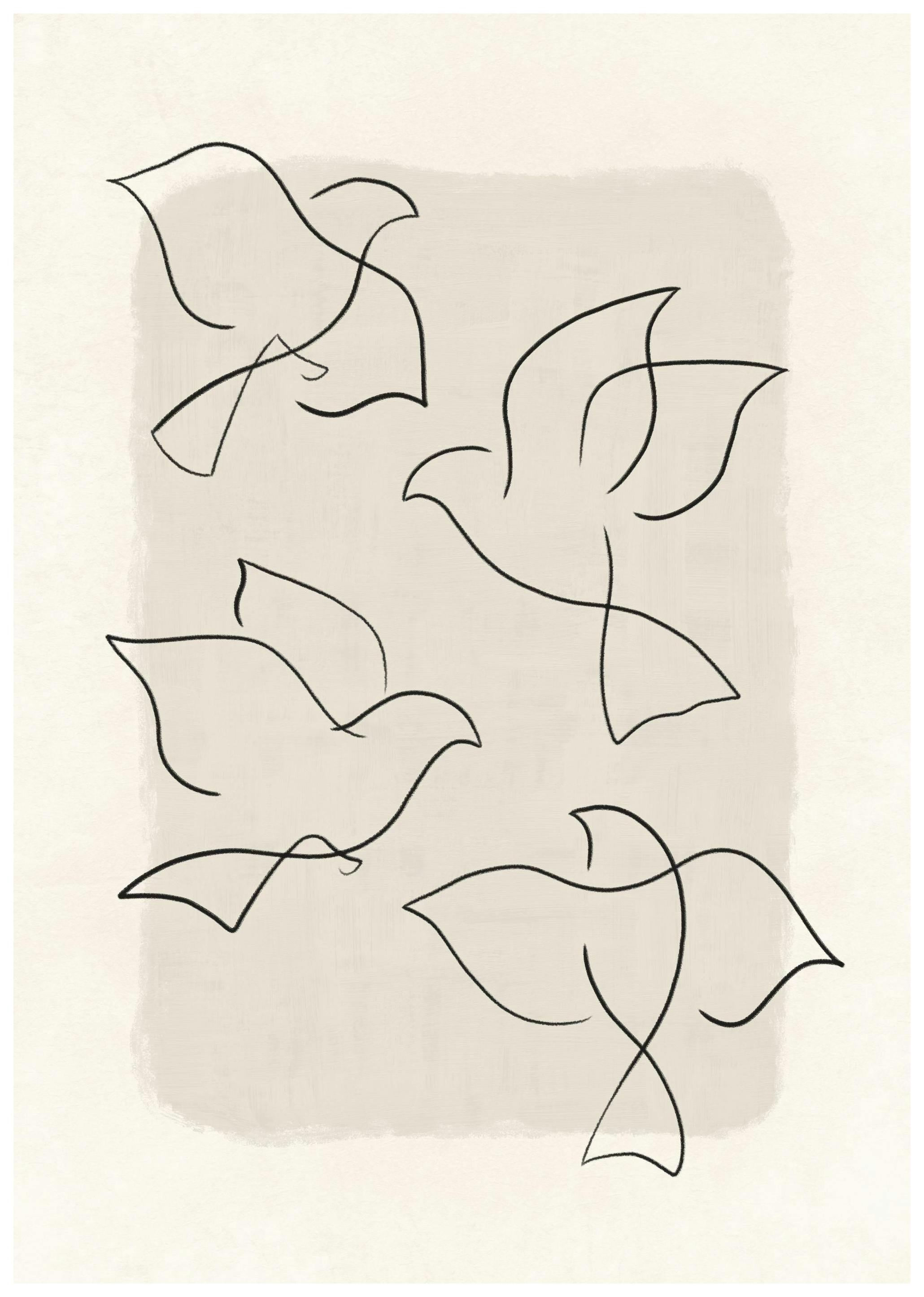 Line Art Birds Print (21x30 cm)