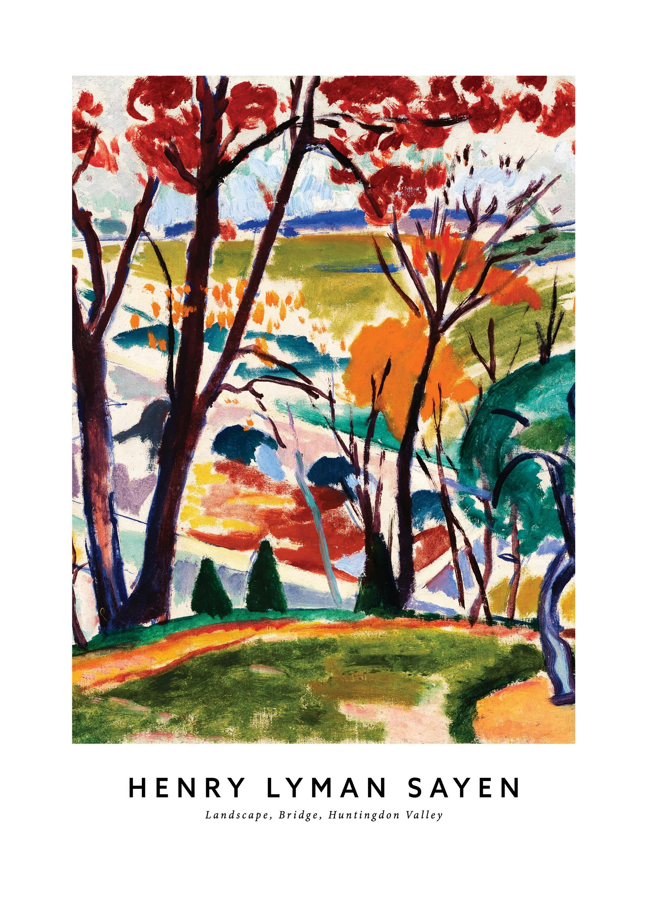 Prints - Henry Lyman Sayen - Landscape, Bridge, Huntingdon Valley Print (30x40 cm) - Paintings by famous painters