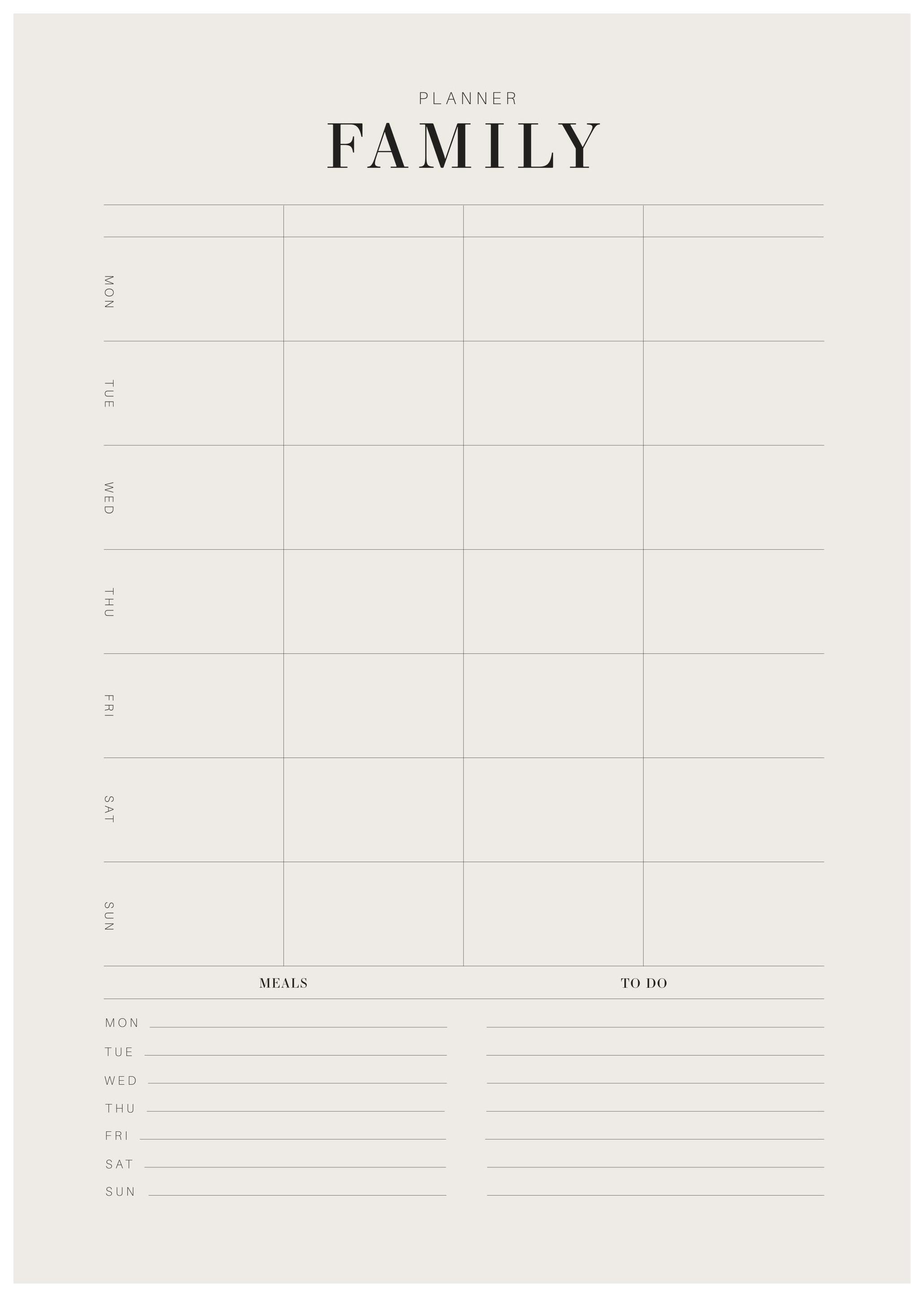 Prints - Weekly Family Planner Print (50x70 cm) - Planner posters