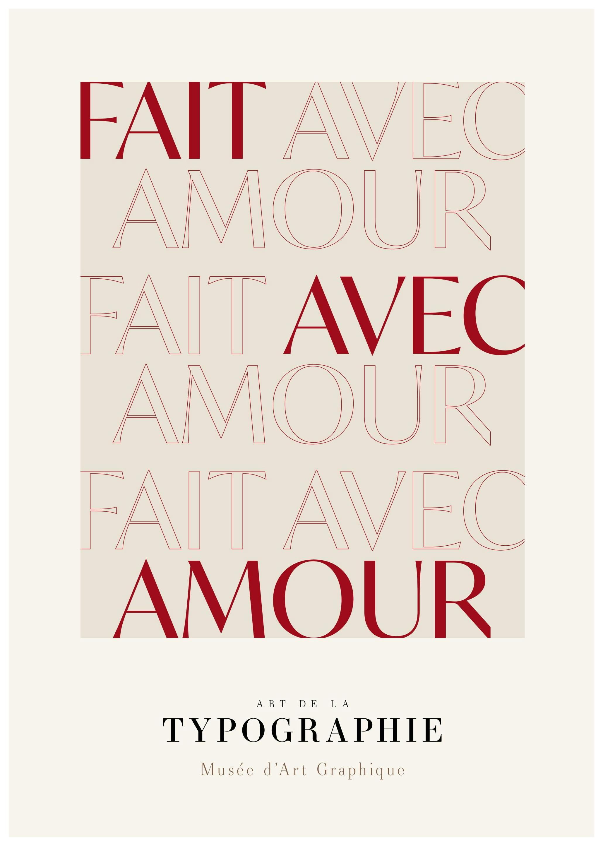 Fait Avec Amour Affiche (50x70 cm)