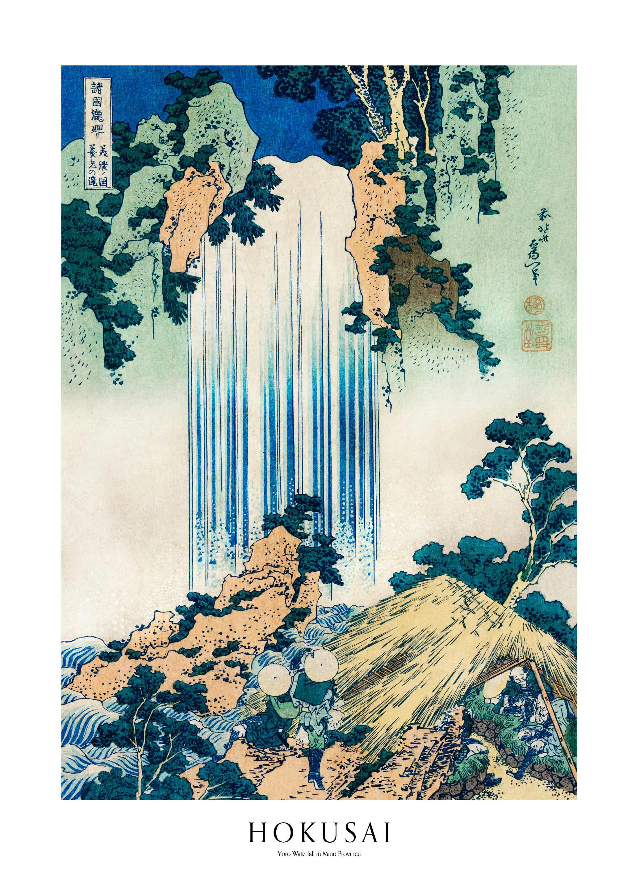 Hokusai - Yoro Waterfall in Mino Province Poster (21x30 cm) - Hokusai Poster