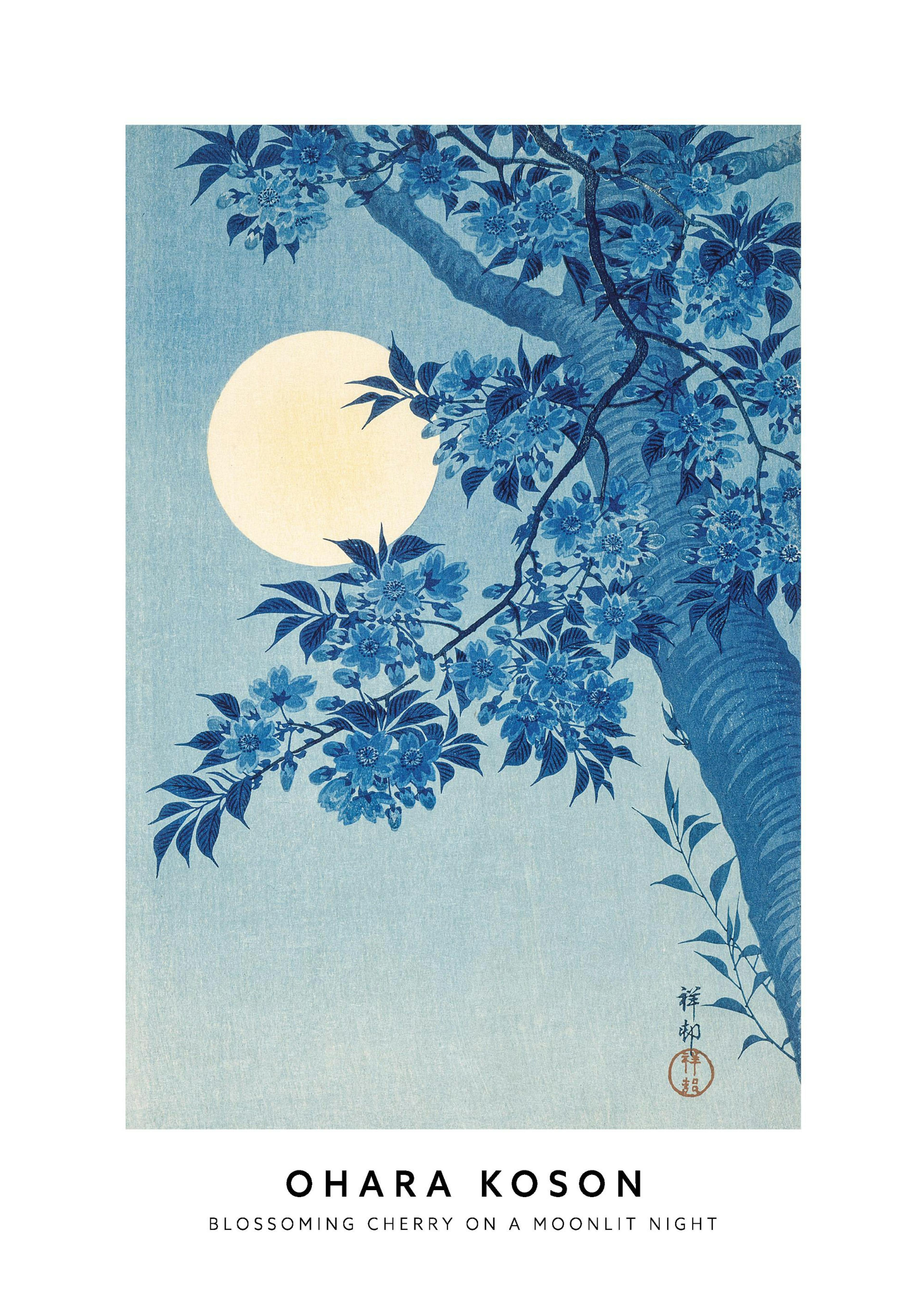 Ohara Koson - Blossoming Cherry on a Moonlit Night Plagát