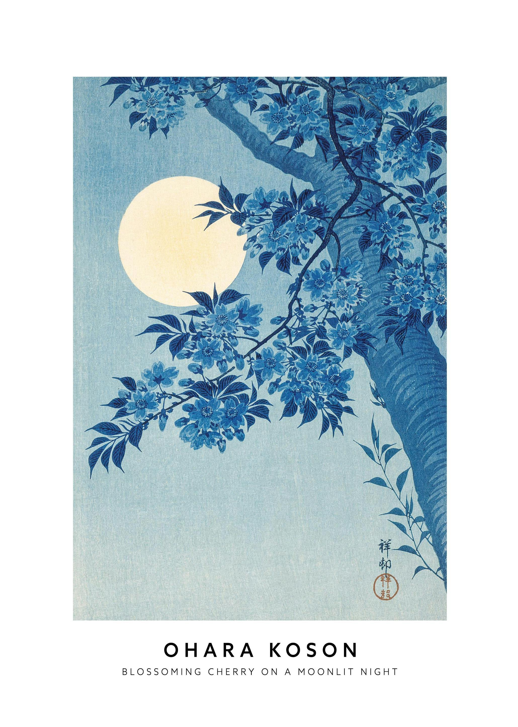 Ohara Koson - Blossoming Cherry on a Moonlit Night Poster (21x30 cm)-Poster