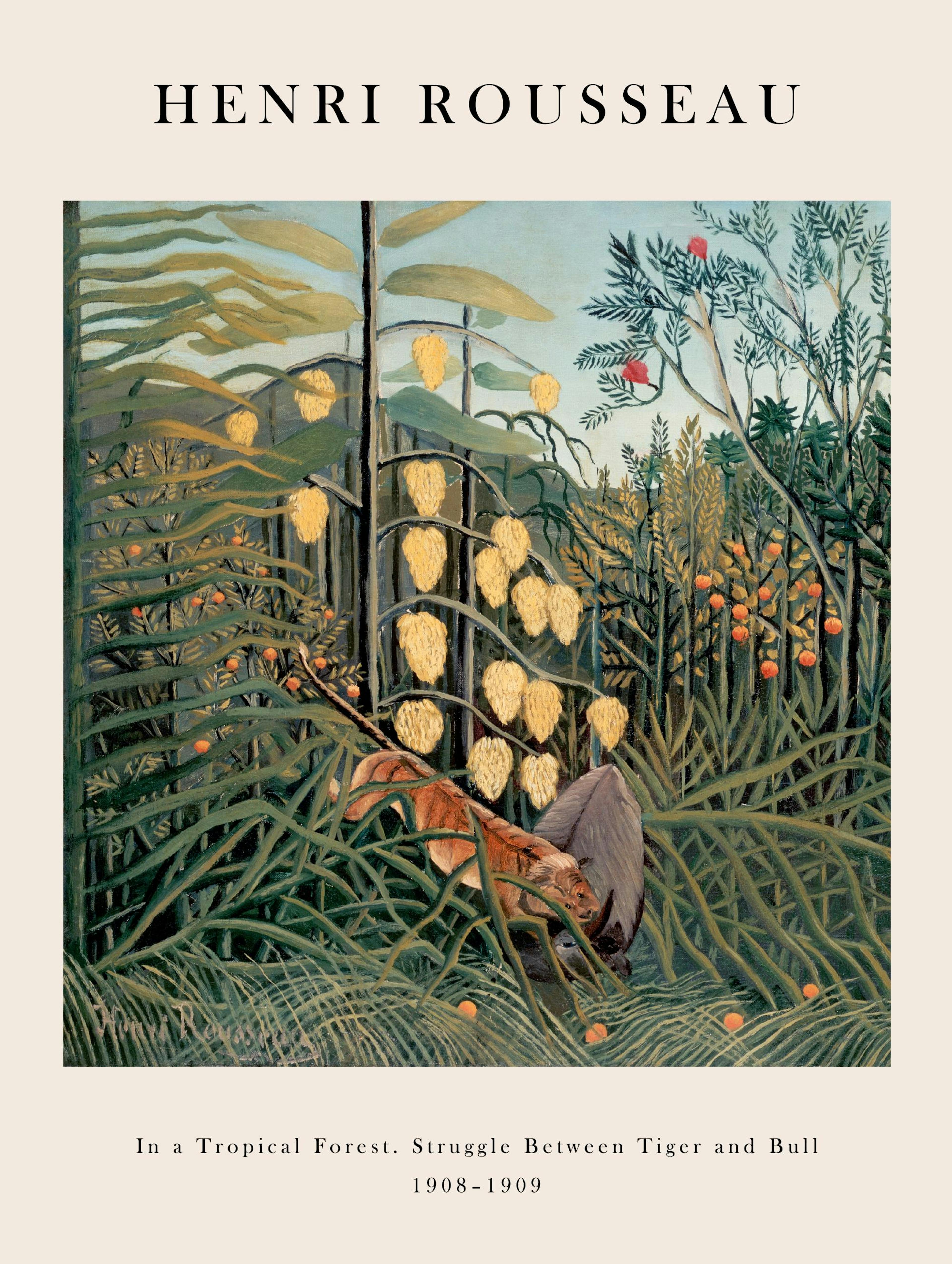 Rousseau - In a Tropical Forest. Struggle Between Tiger and Bull Poster 0