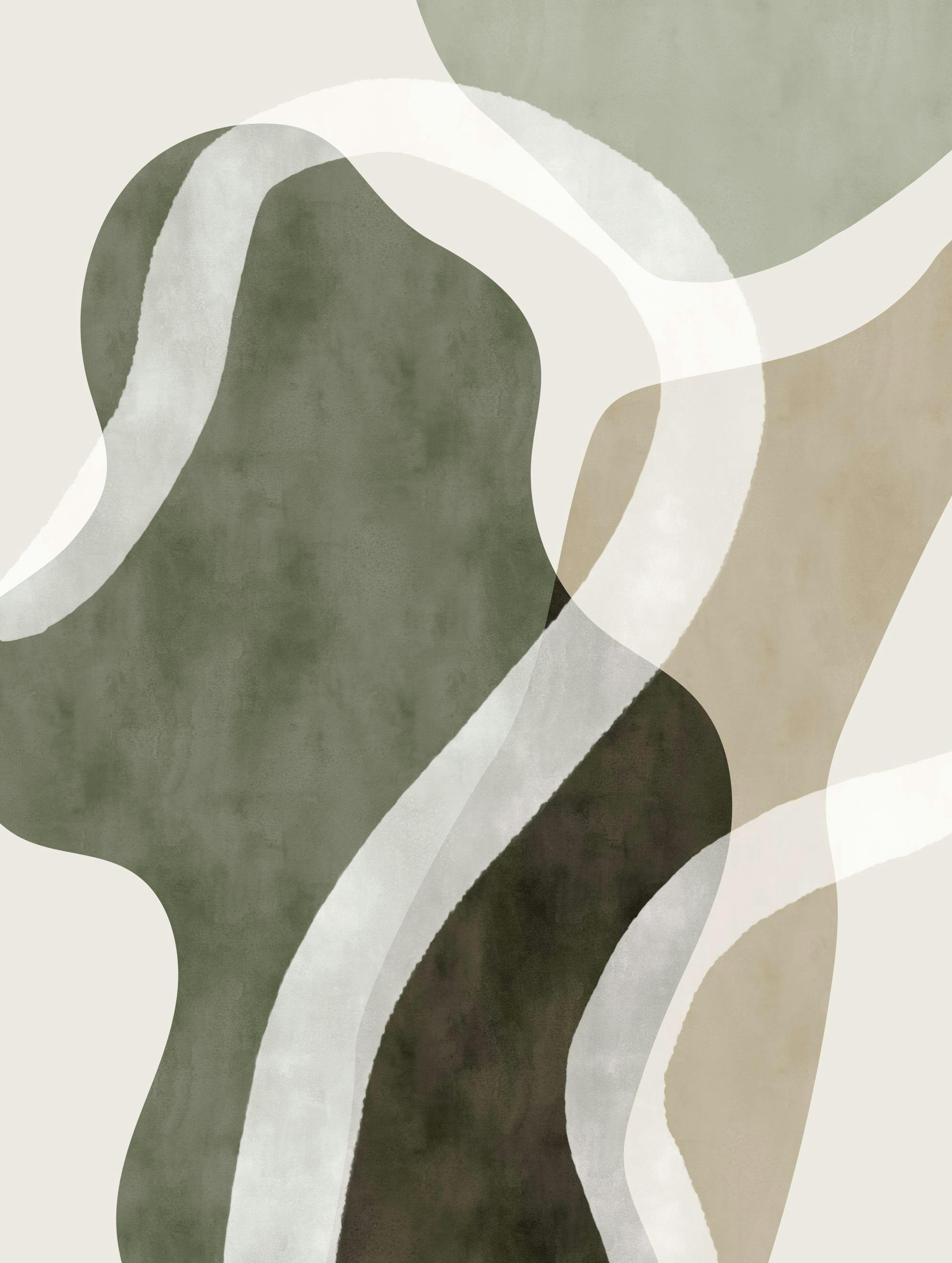 Abstract Green Shapes No1 Print 0
