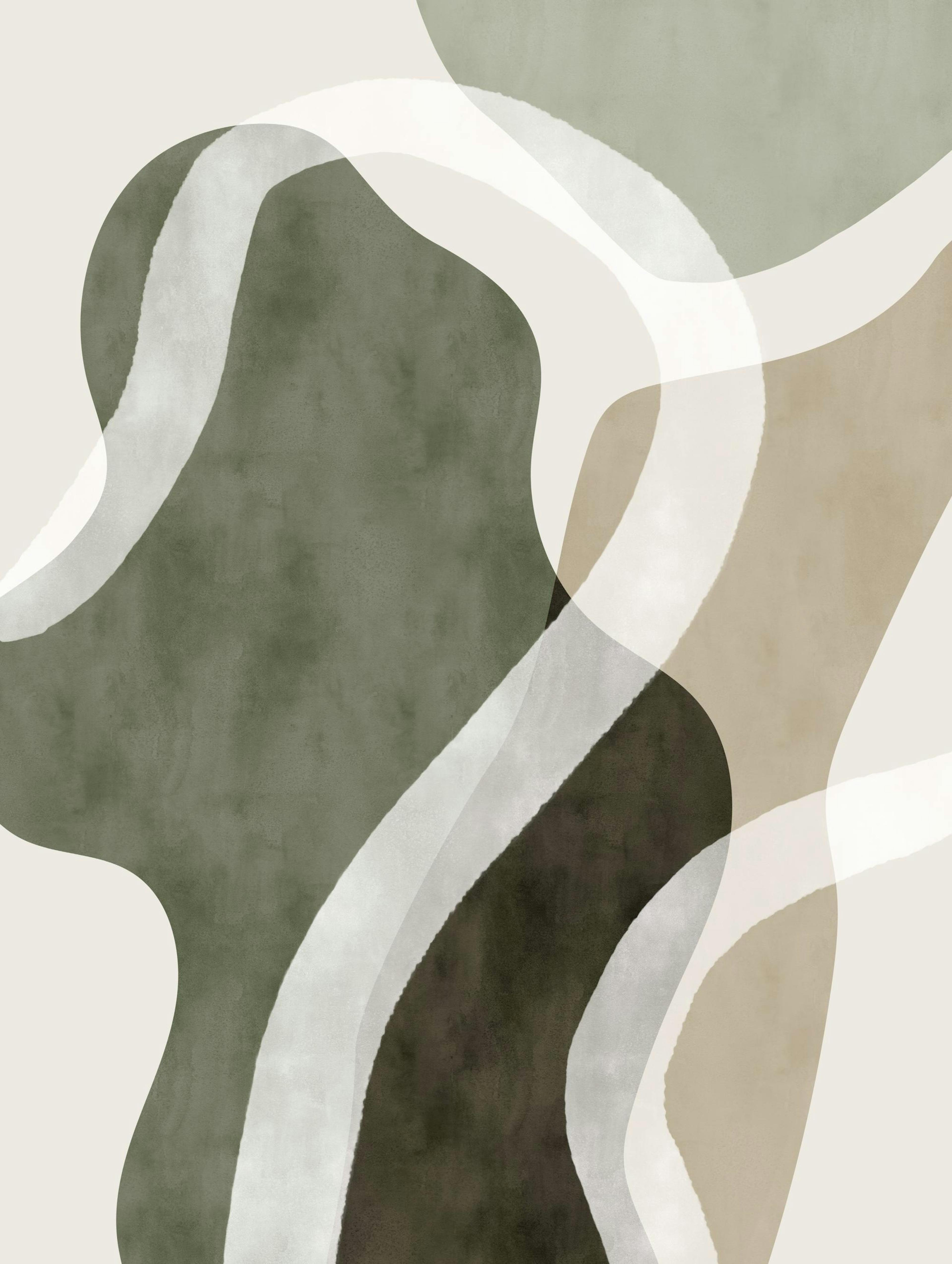 Abstract Green Shapes No1 Print 0