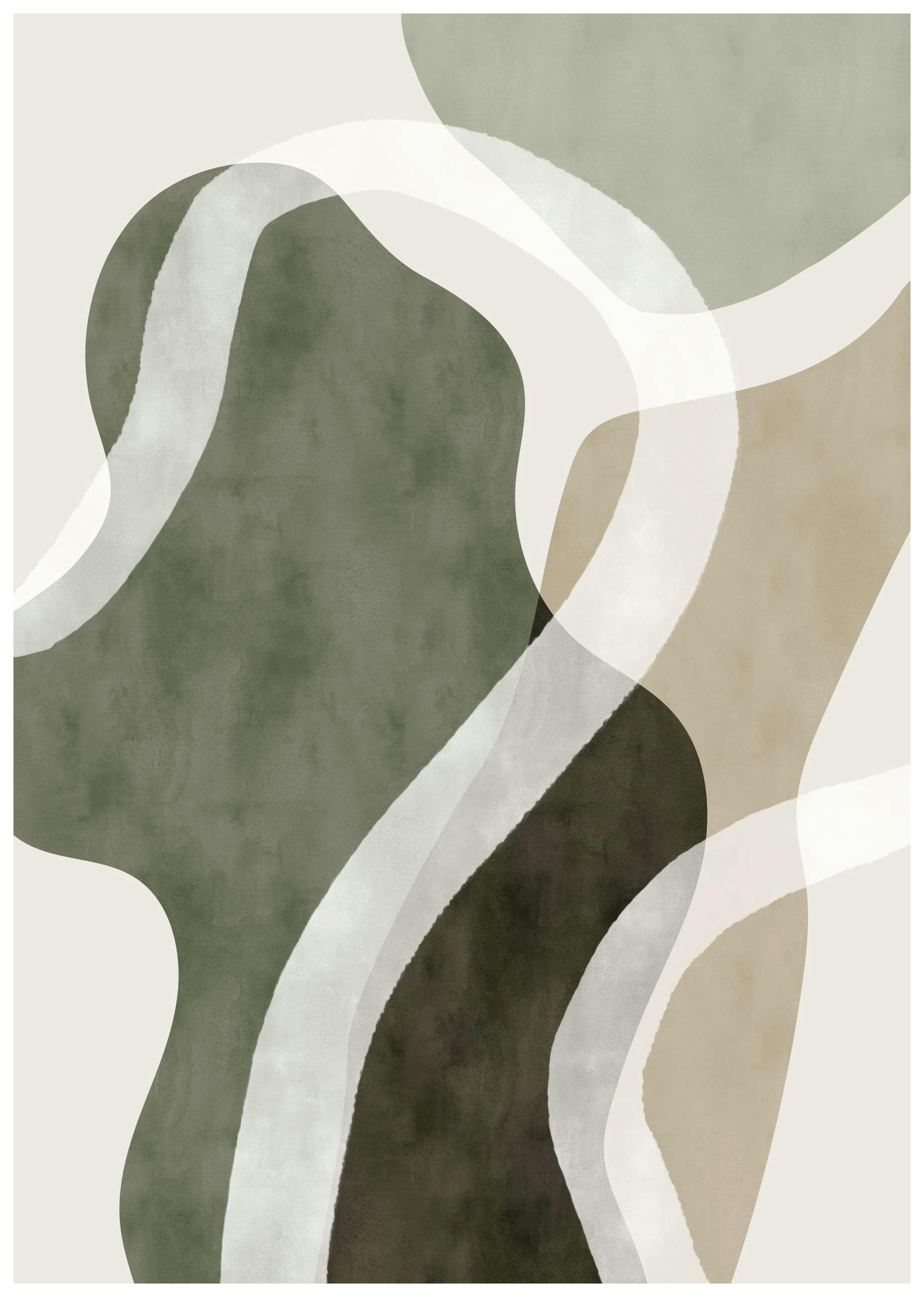 Prints - Abstract Green Shapes No1 Print (30x40 cm) - Abstract art prints