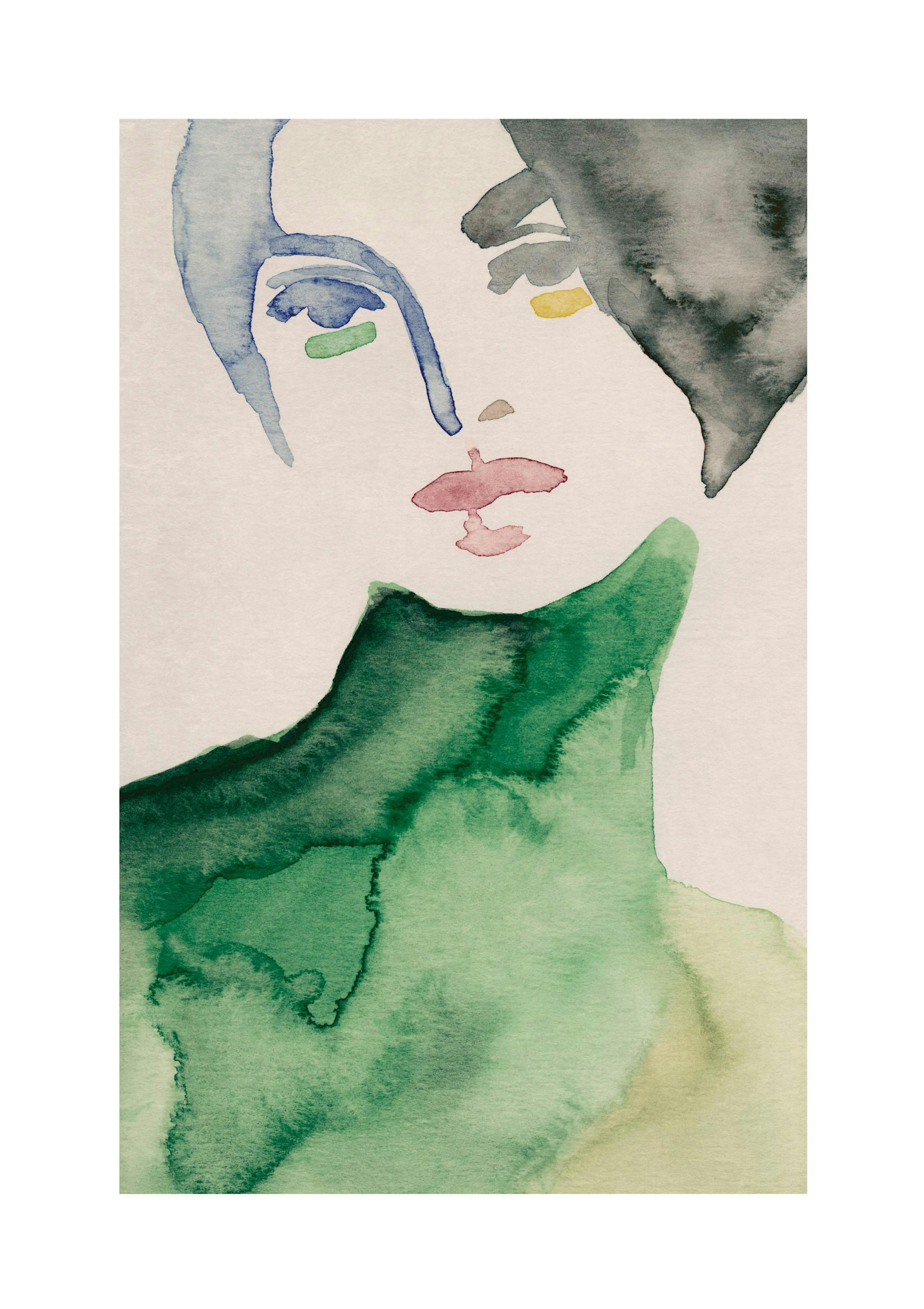 Lady in Green Print