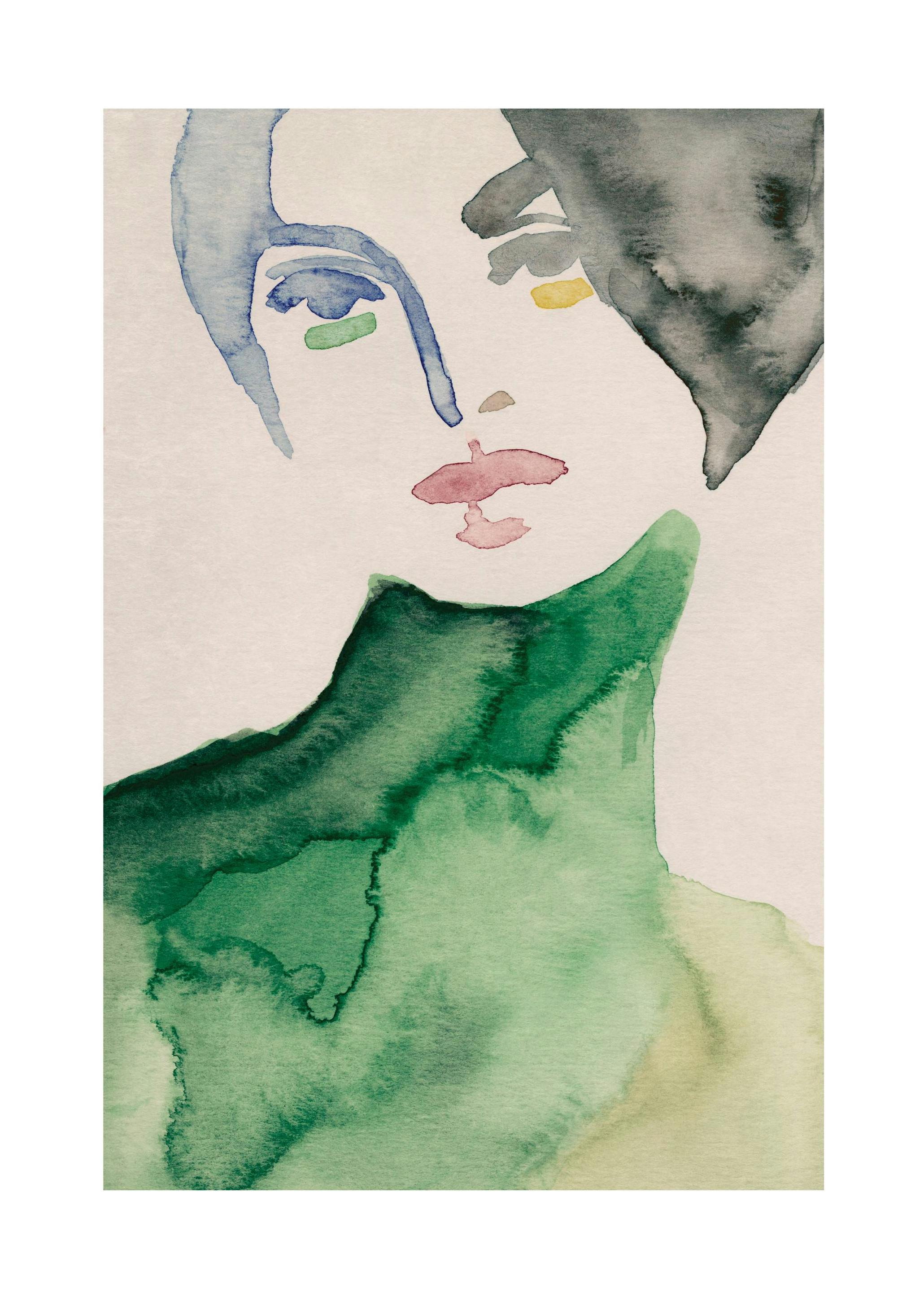 Lady in Green Poster (21x30 cm) -  Aquarelle