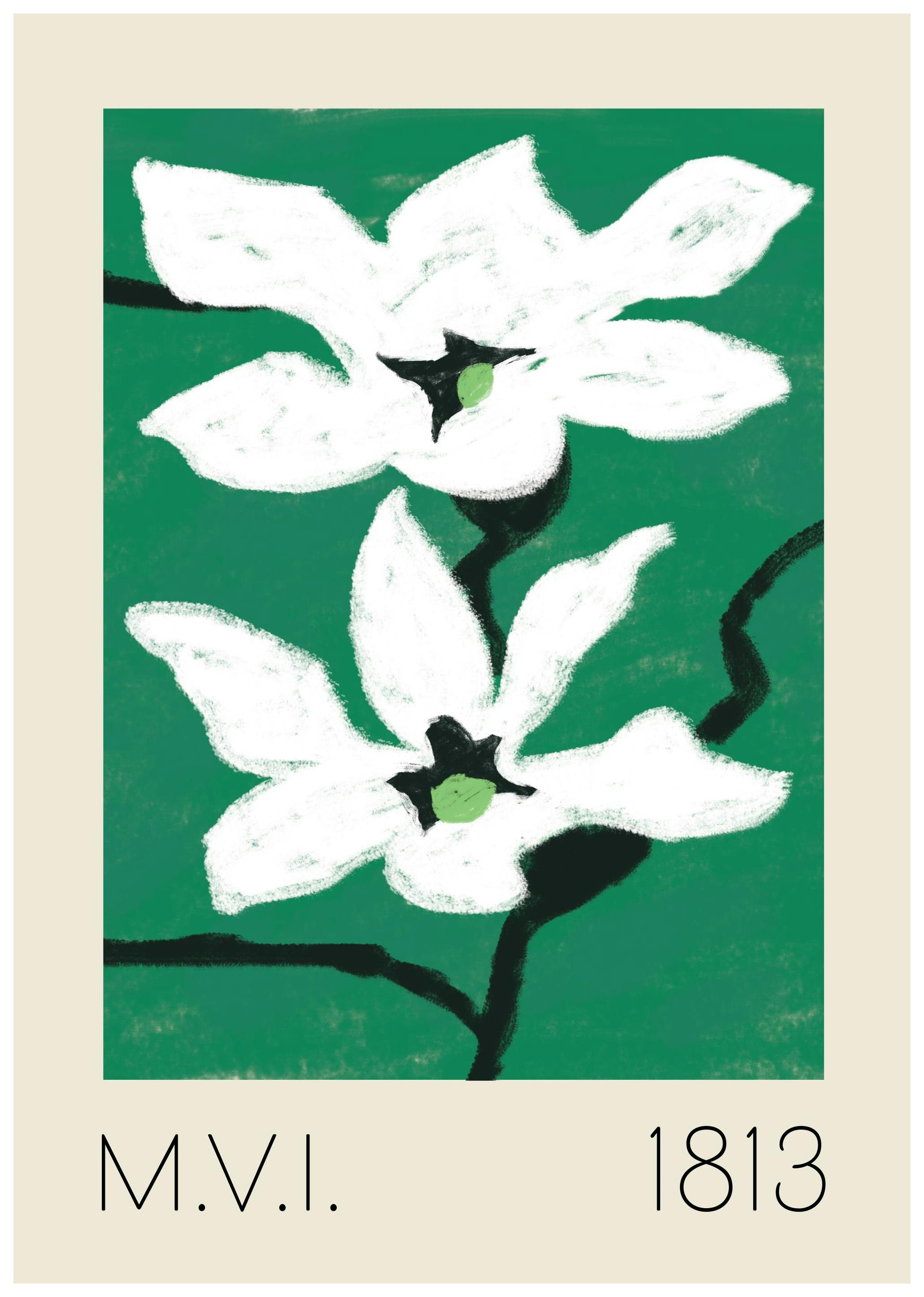 Prints - Green Floral No1 Print (30x40 cm) - Paintings