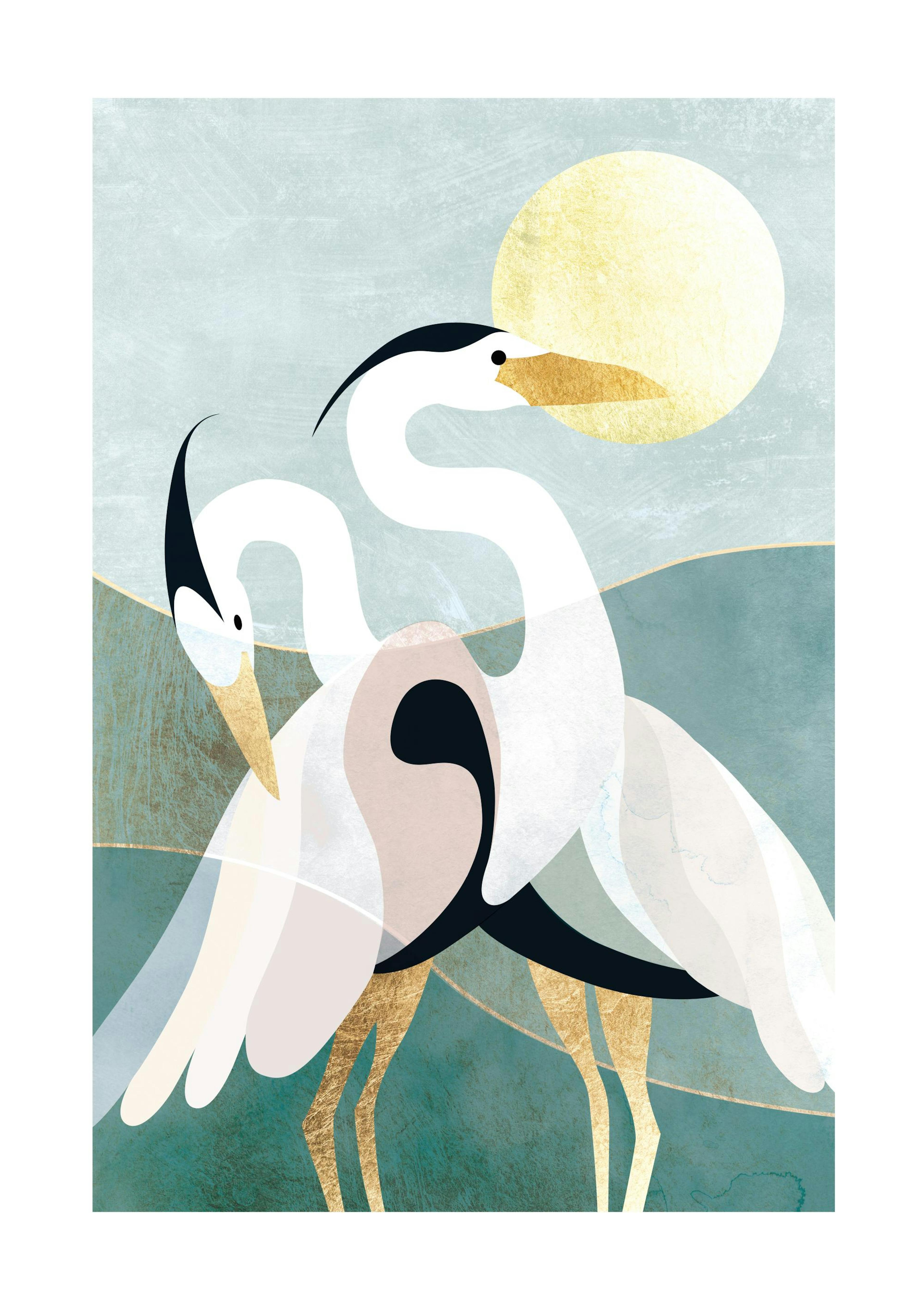 Graphic Herons Print 0