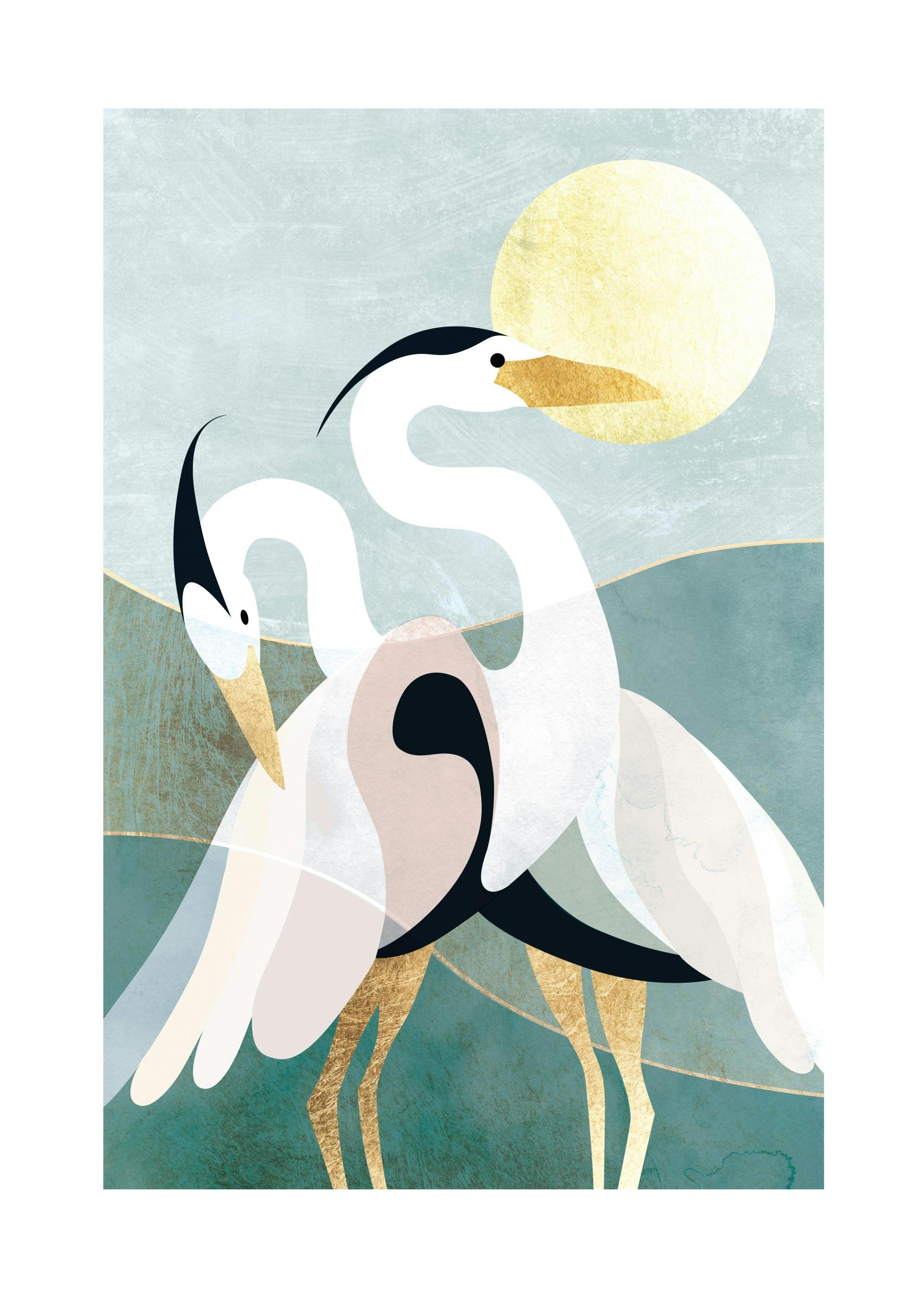 Graphic Herons Print (30x40 cm)