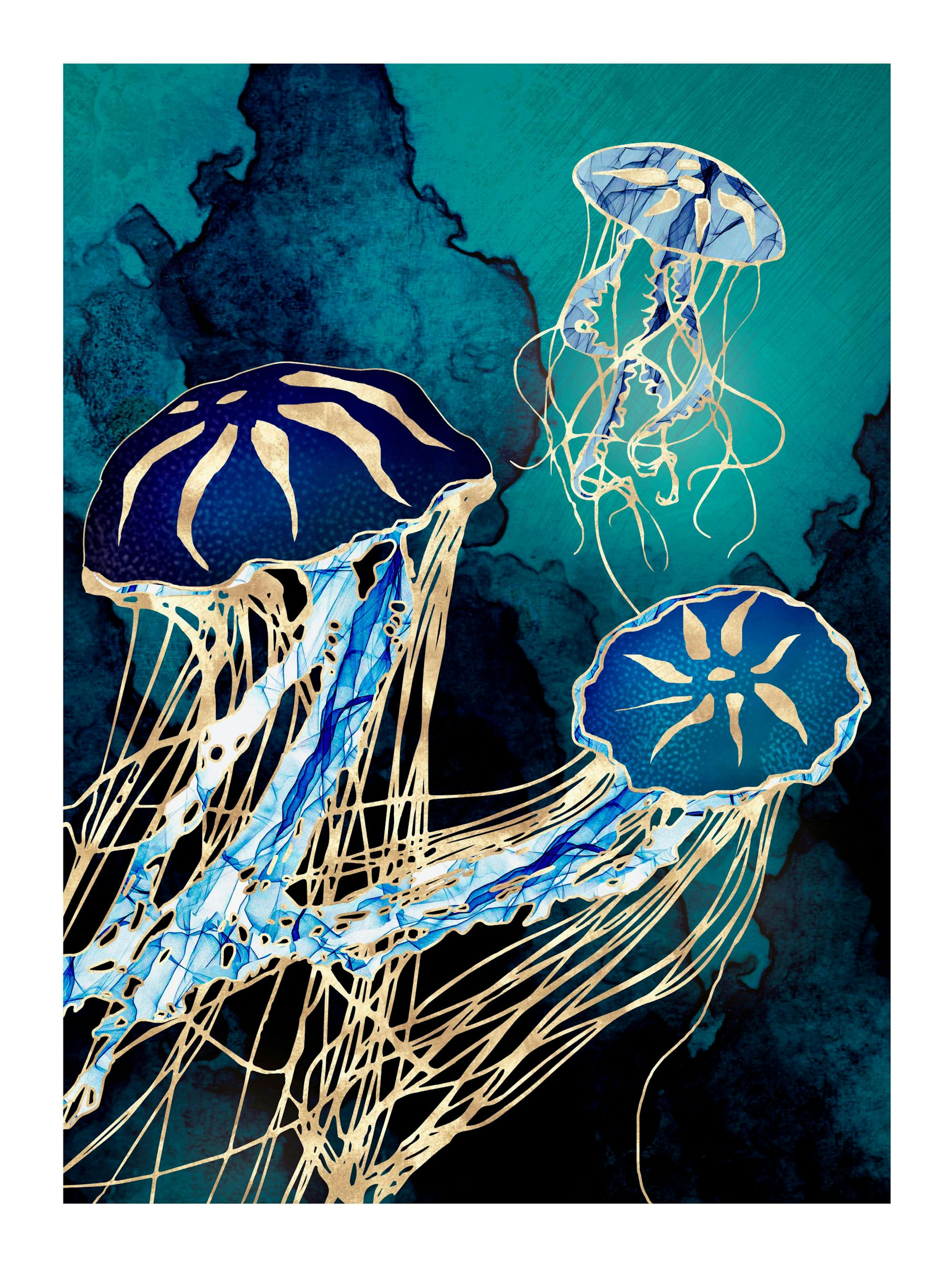 SpaceFrog Designs - Metallic Jellyfish III Poster