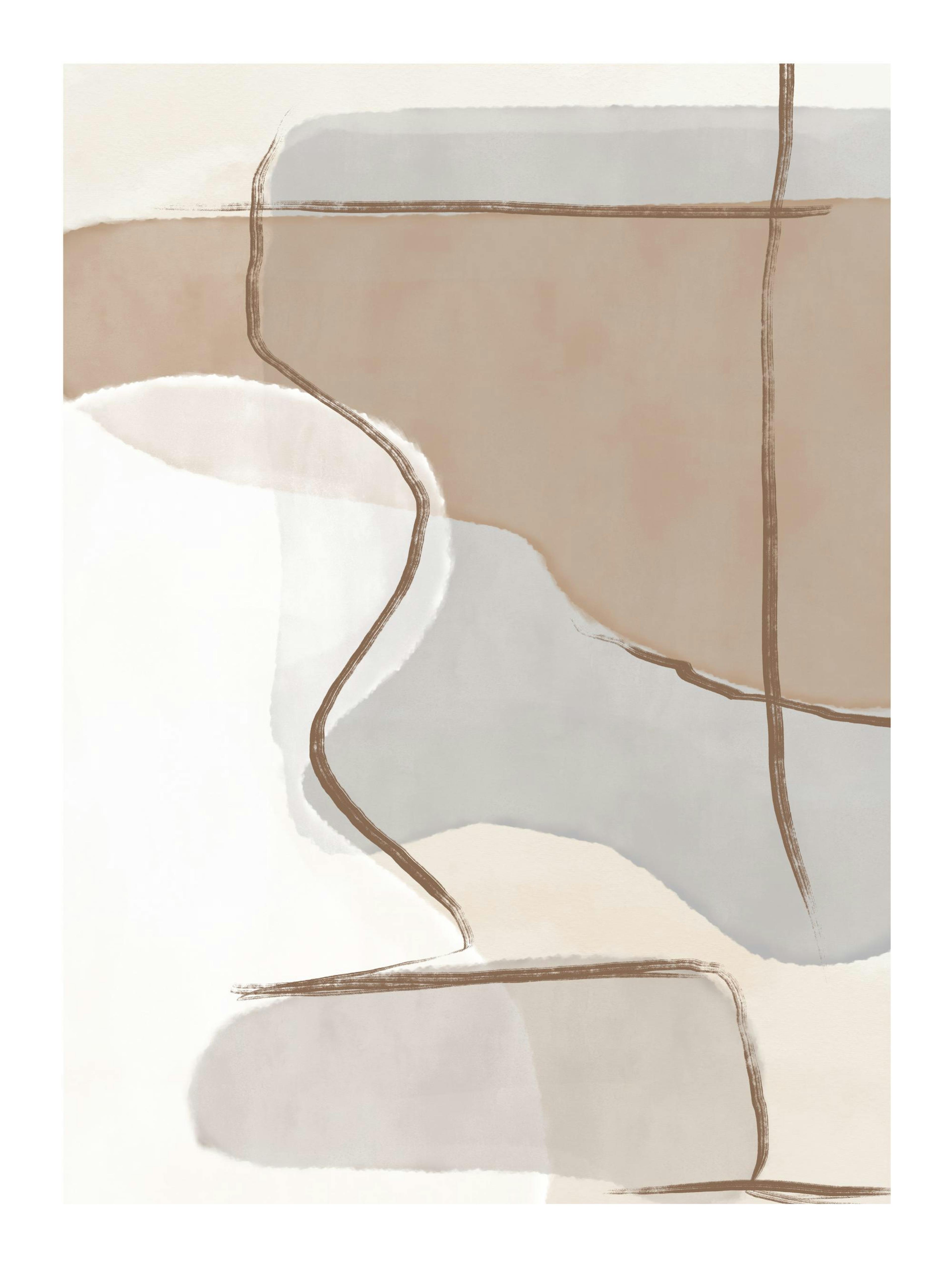 Beige And Blue Abstract No1 Affiche