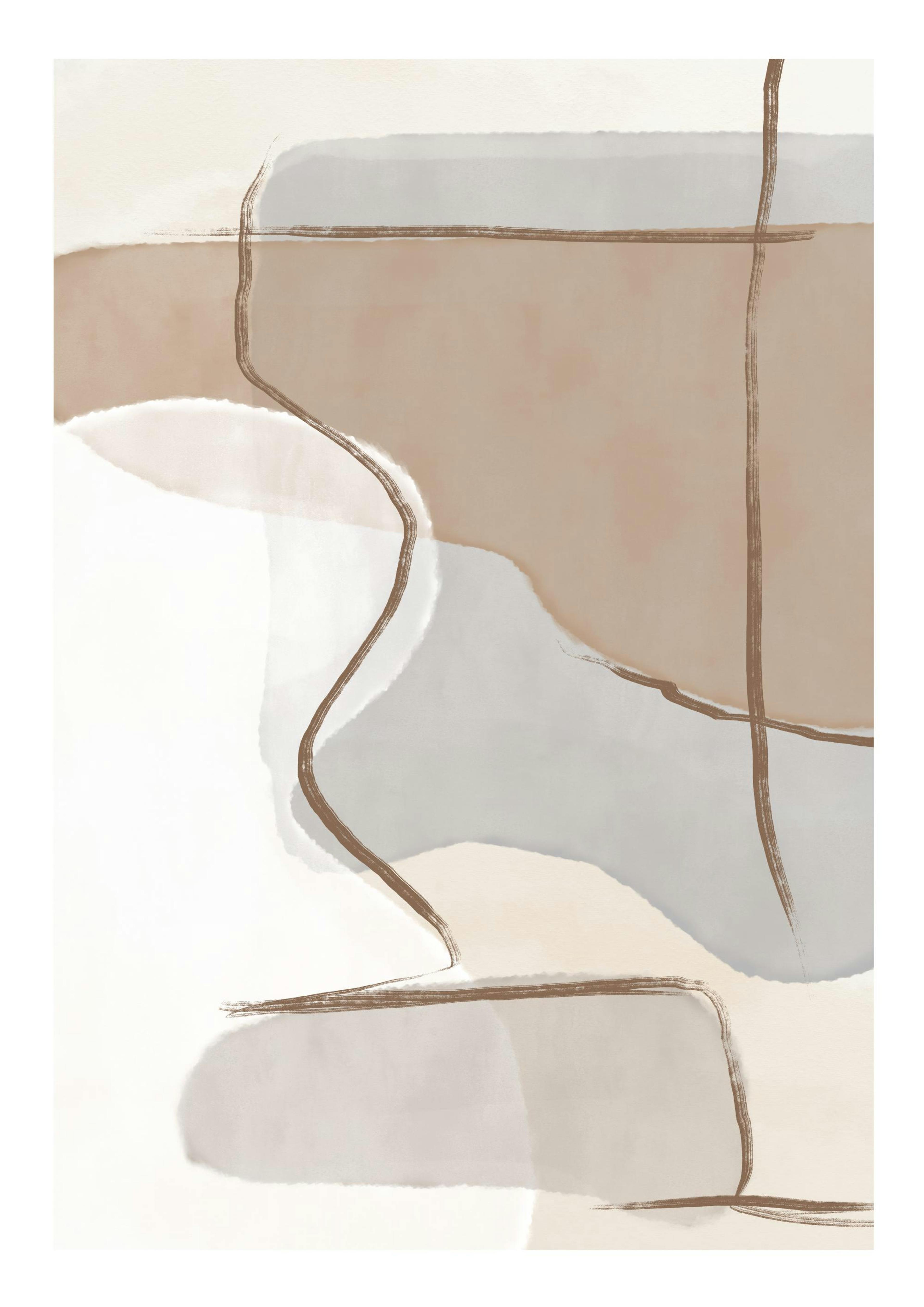 Beige And Blue Abstract No1 Plakat 0