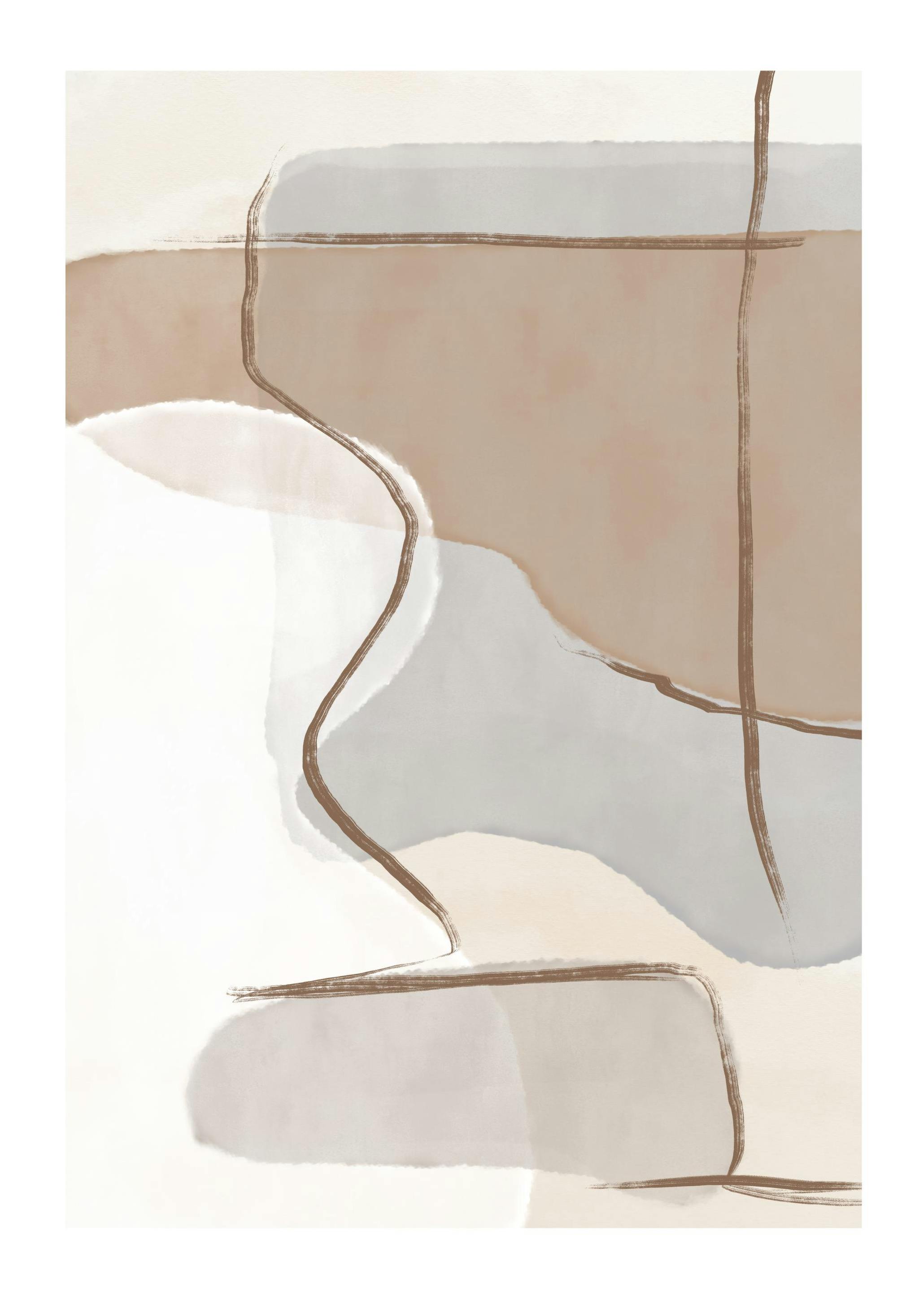 Beige And Blue Abstract No1 Plakat (30x40 cm)- Sztuka abstrakcyjna