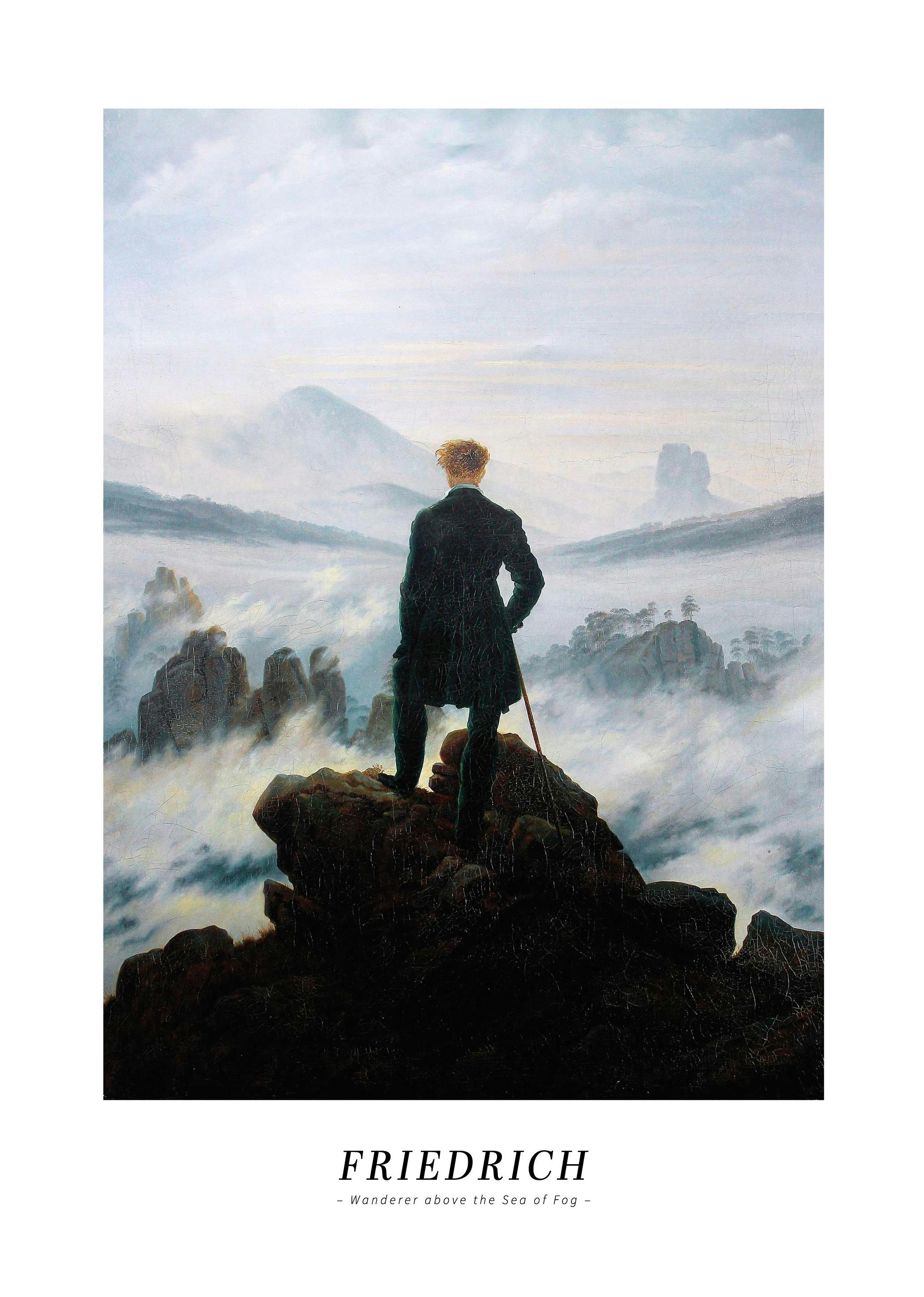 Caspar David Friedrich - Wanderer above the Sea of Fog Plakat (21x30 cm)- Obrazy sławnych malarzy