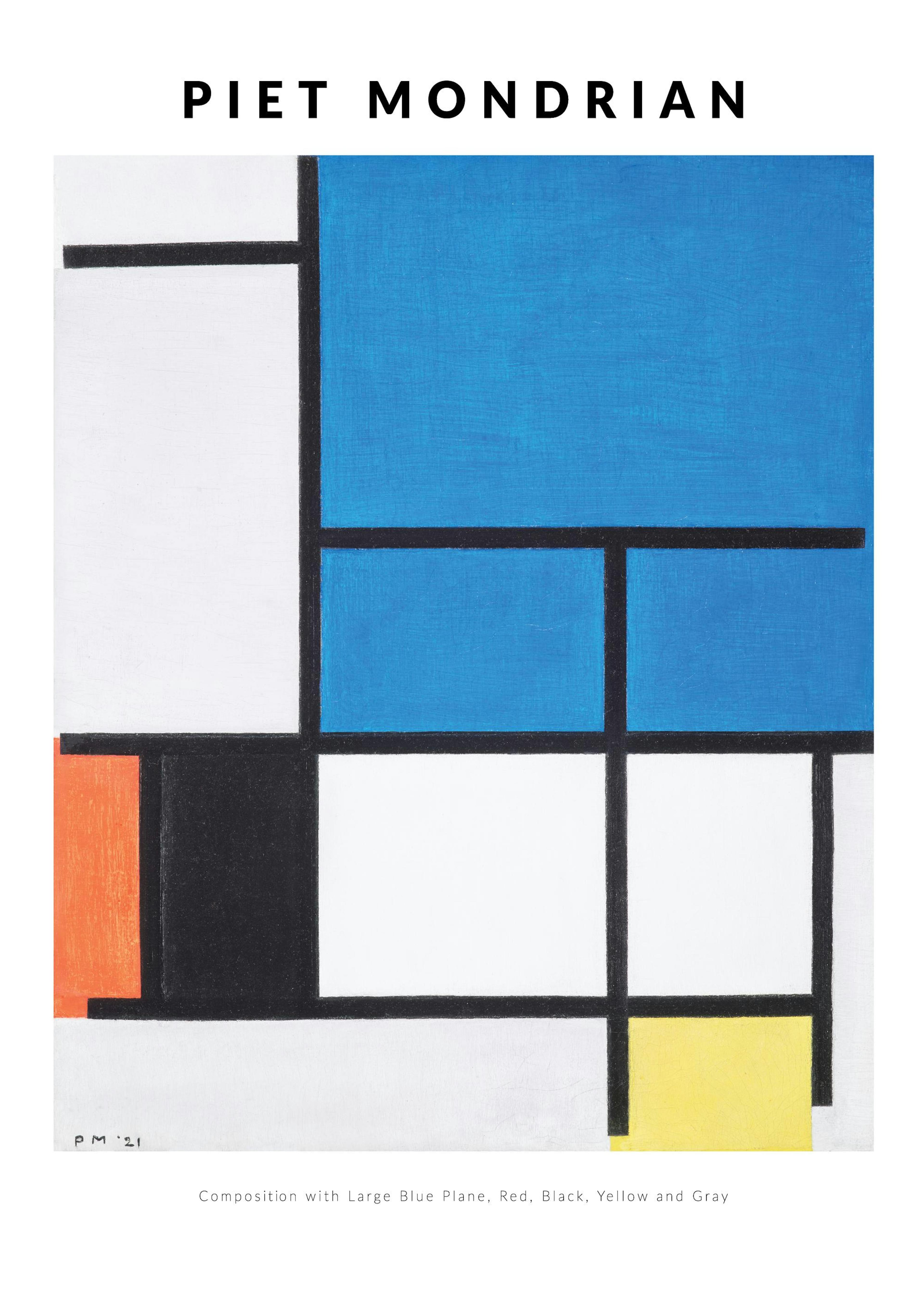 Piet Mondrian - Composition with Large Blue Plane, Red, Black, Yellow and Gray Poster 0