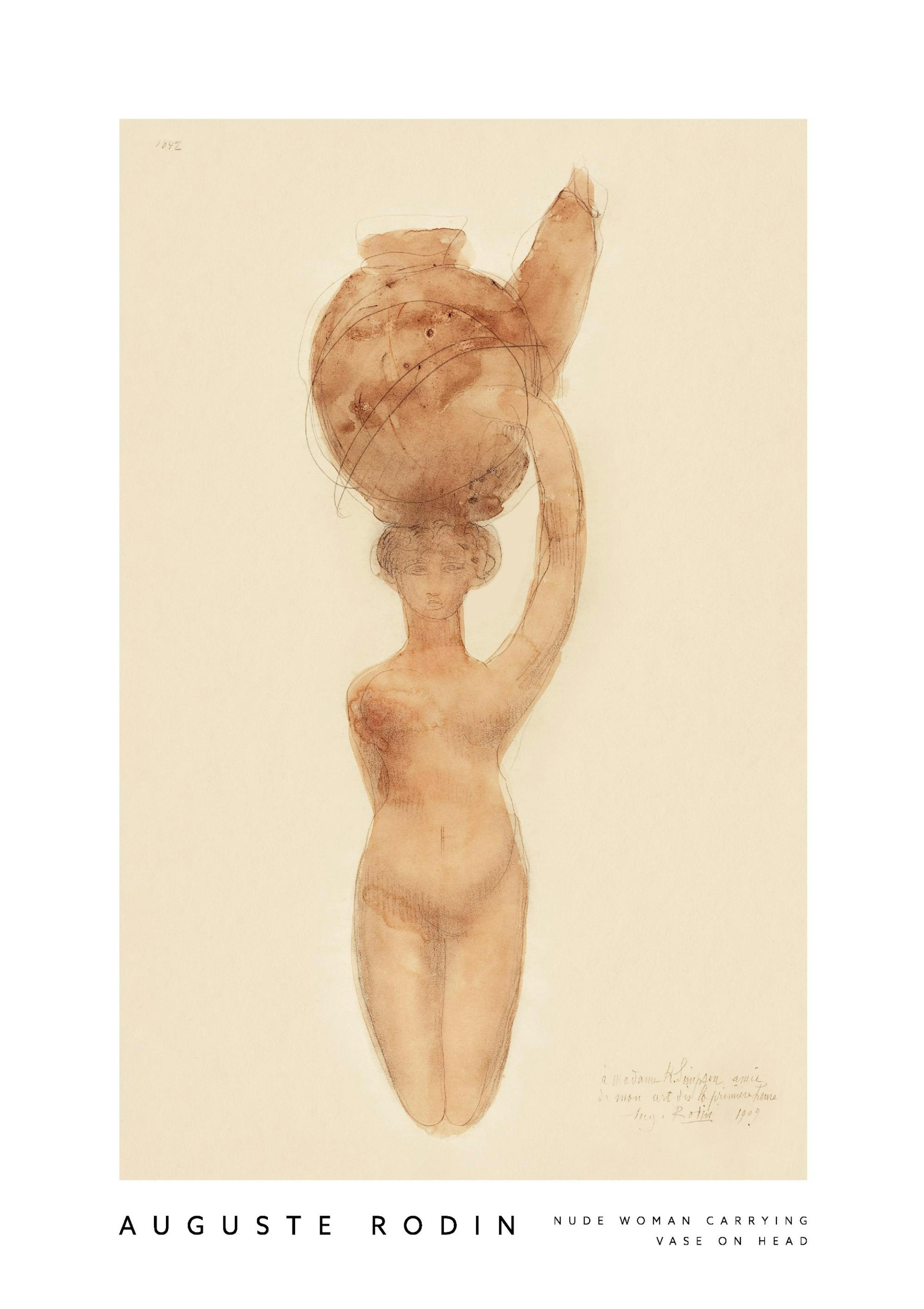 Auguste Rodin - Nude Woman Carrying Vase on Head Print