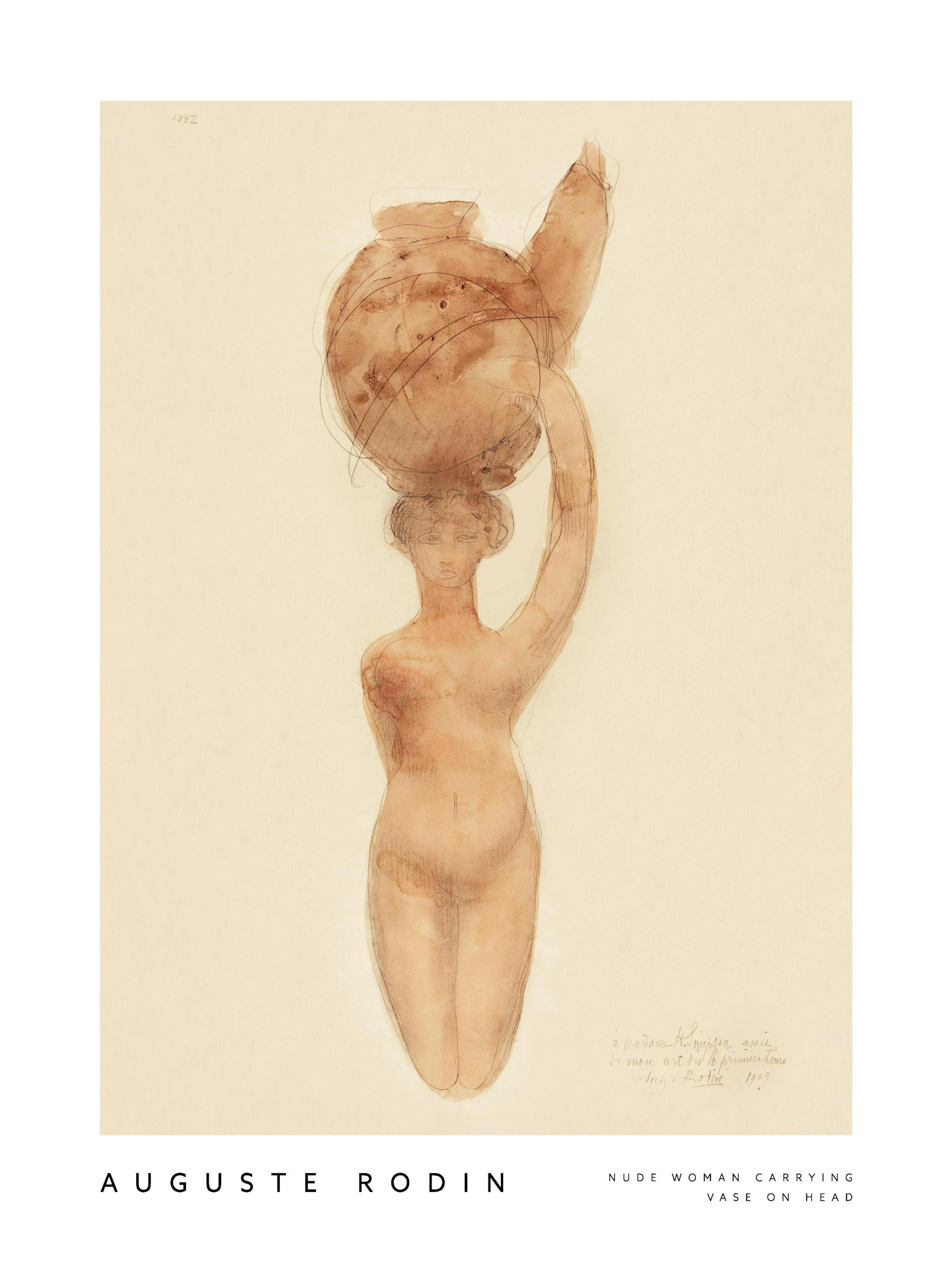 Auguste Rodin - Nude Woman Carrying Vase on Head Print 0