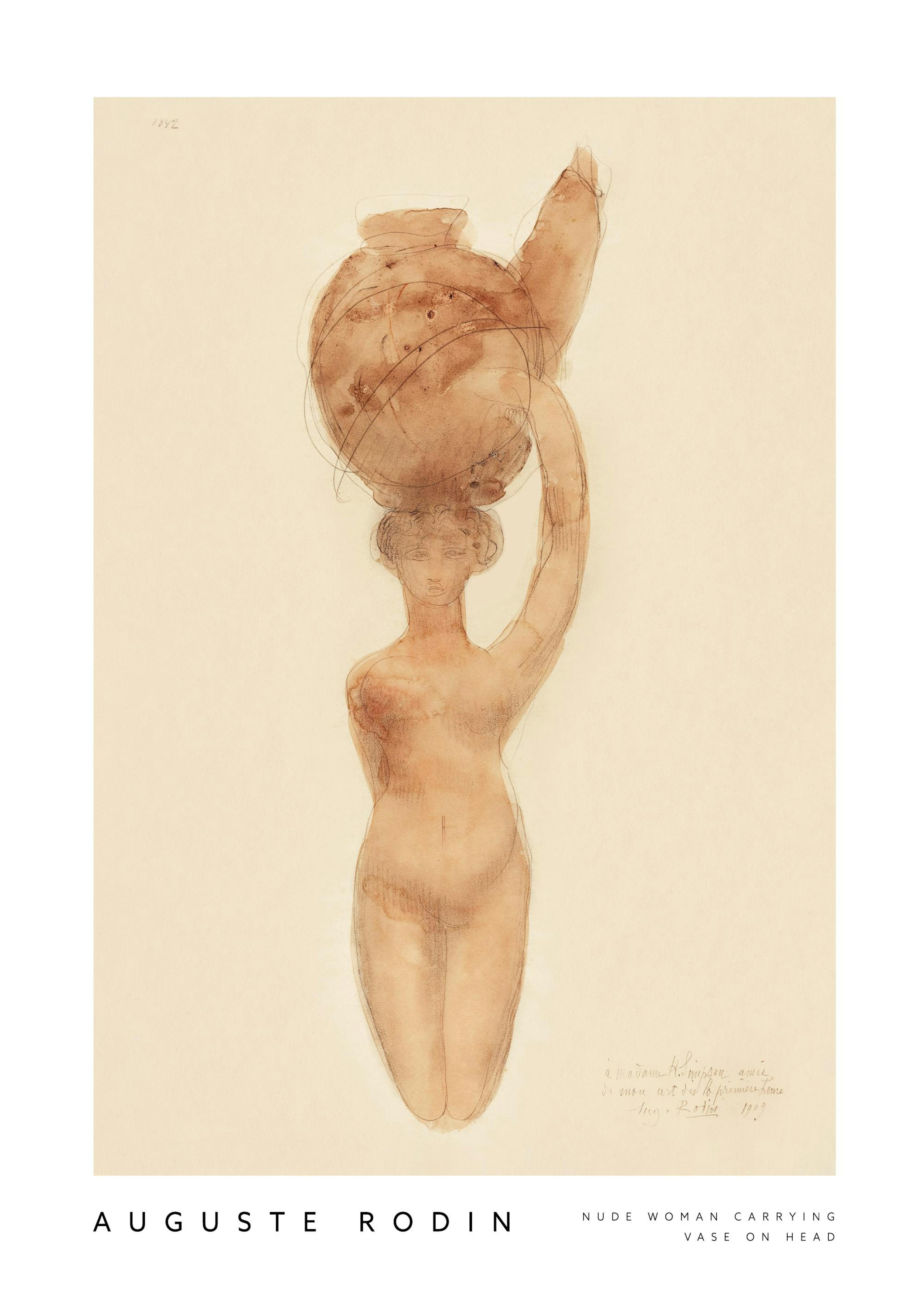 Auguste Rodin - Nude Woman Carrying Vase on Head Print 0