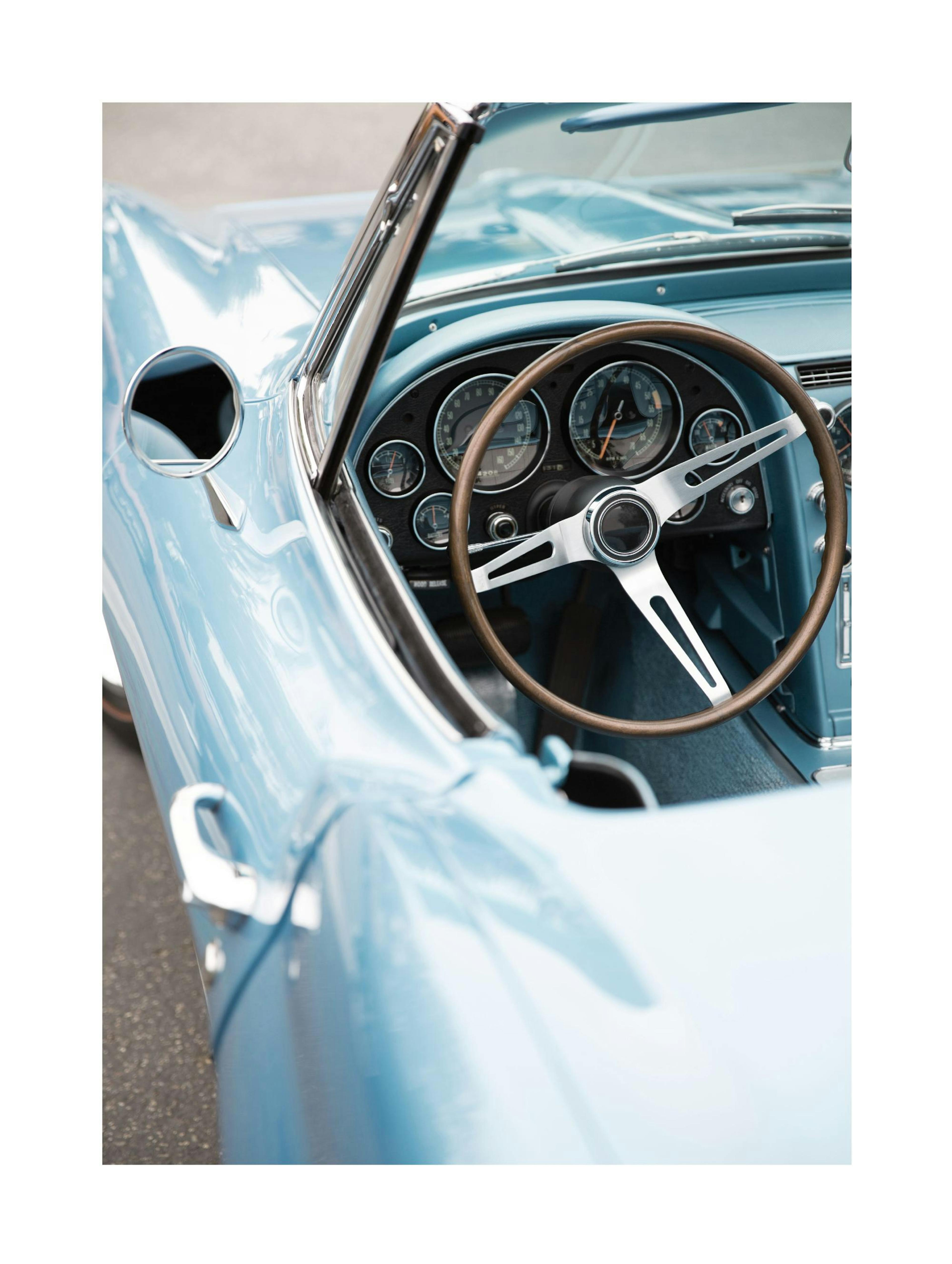 Blue Vintage Car Juliste
