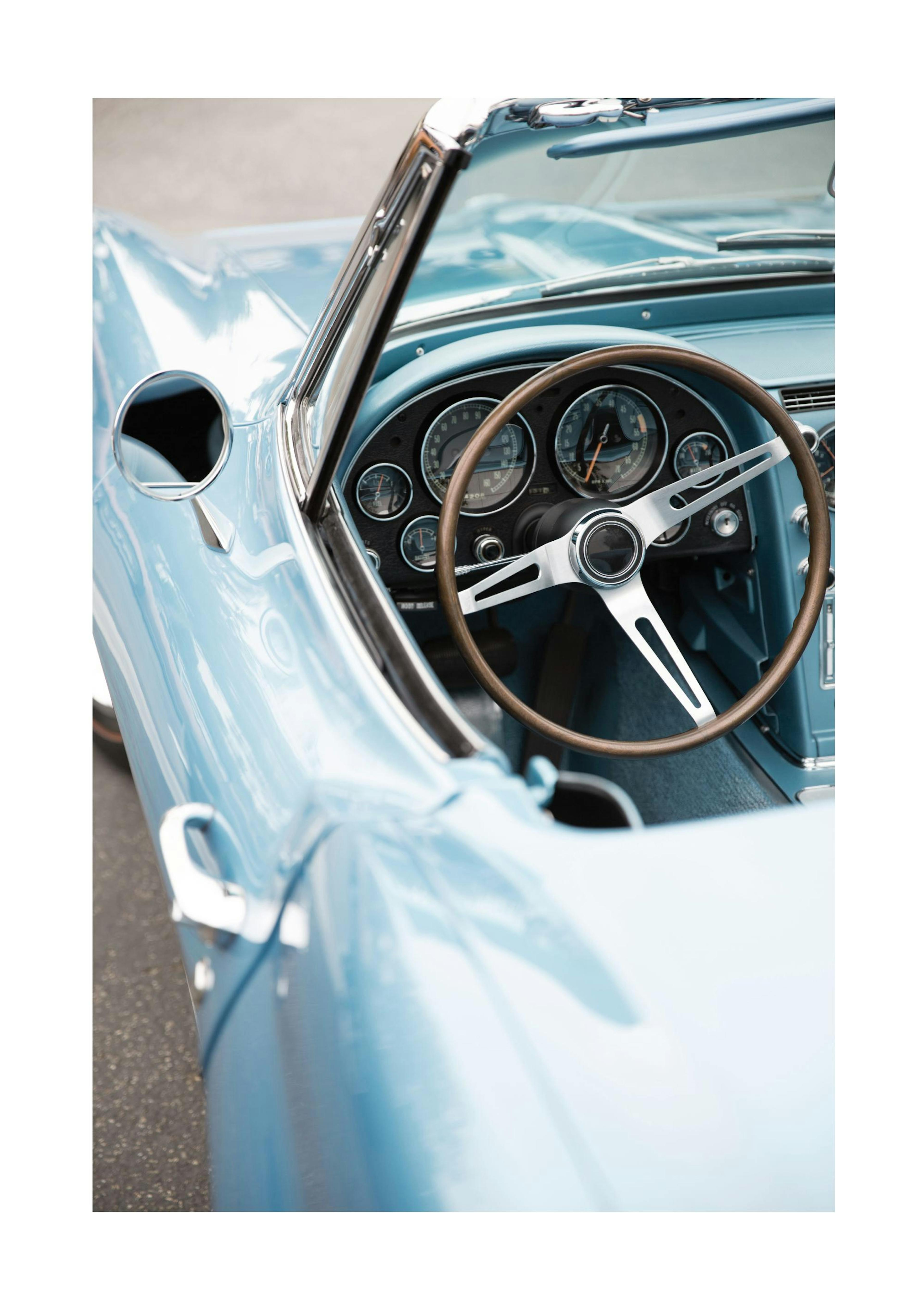 Blue Vintage Car Poster 0