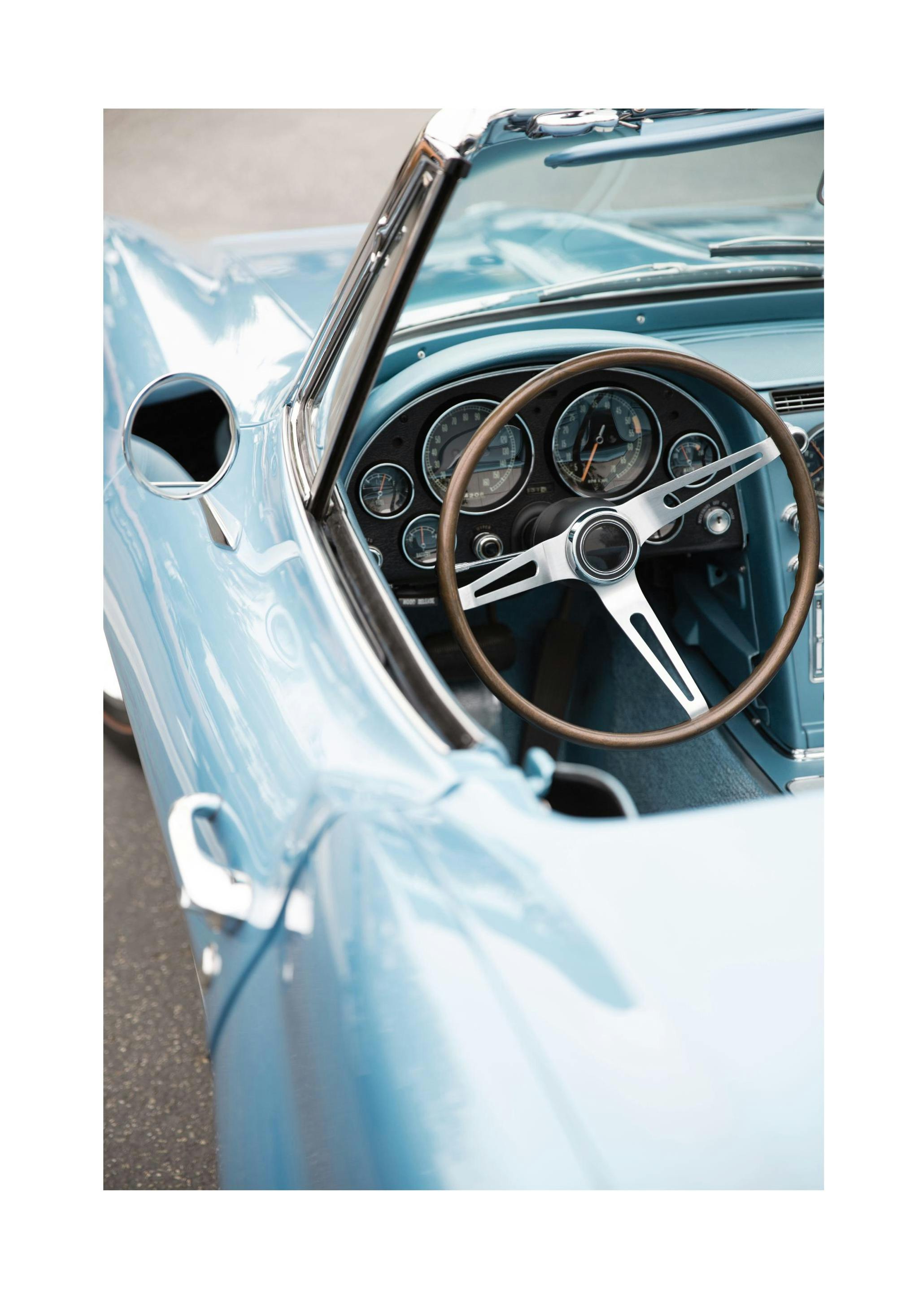 Blue Vintage Car Affiche (30x40 cm) - Photographies