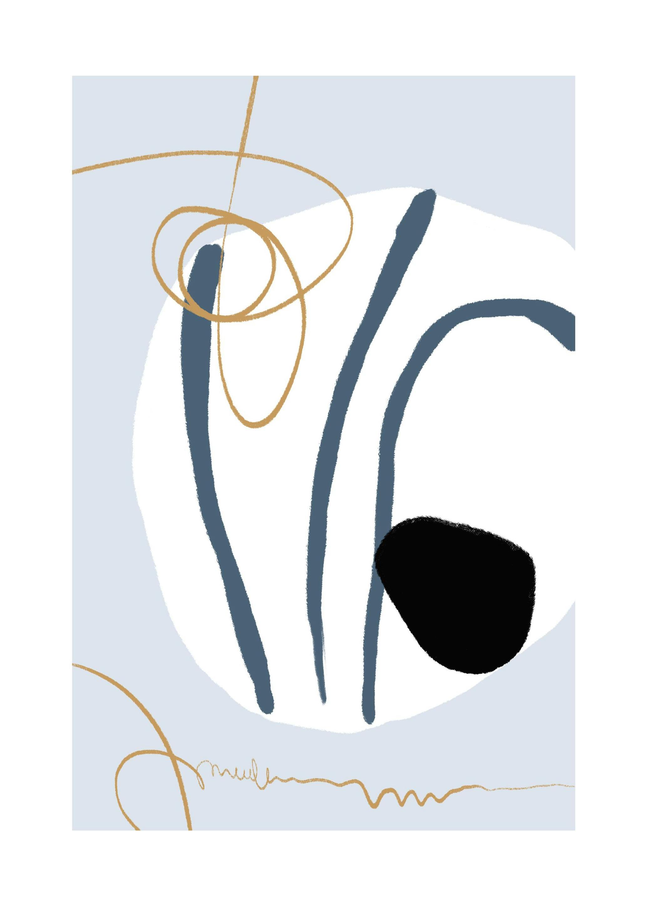 Abstract Blue Stripes No1 Plakat (70x100 cm)- Sztuka abstrakcyjna