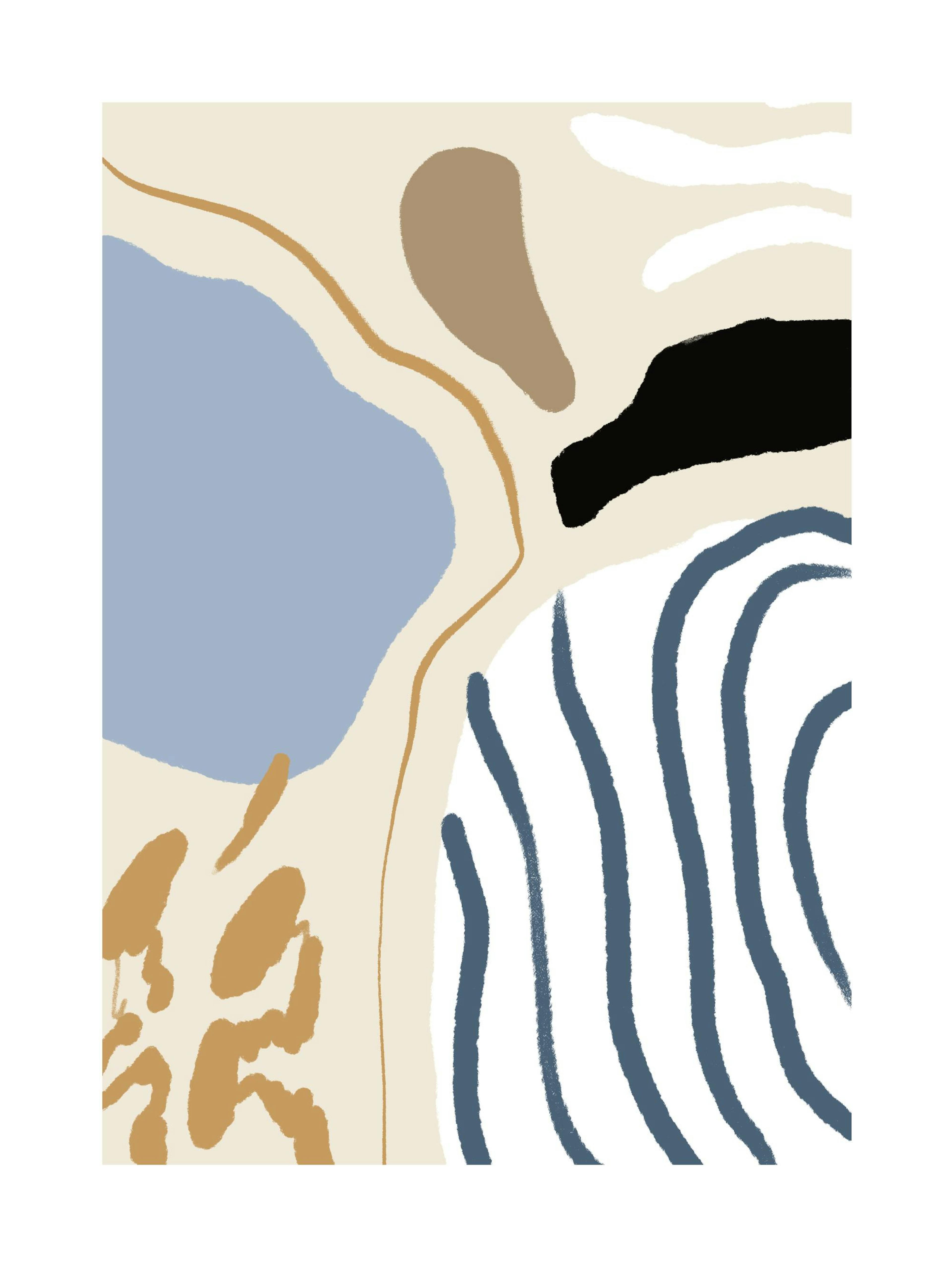 Abstract Blue Stripes No2 Print 0