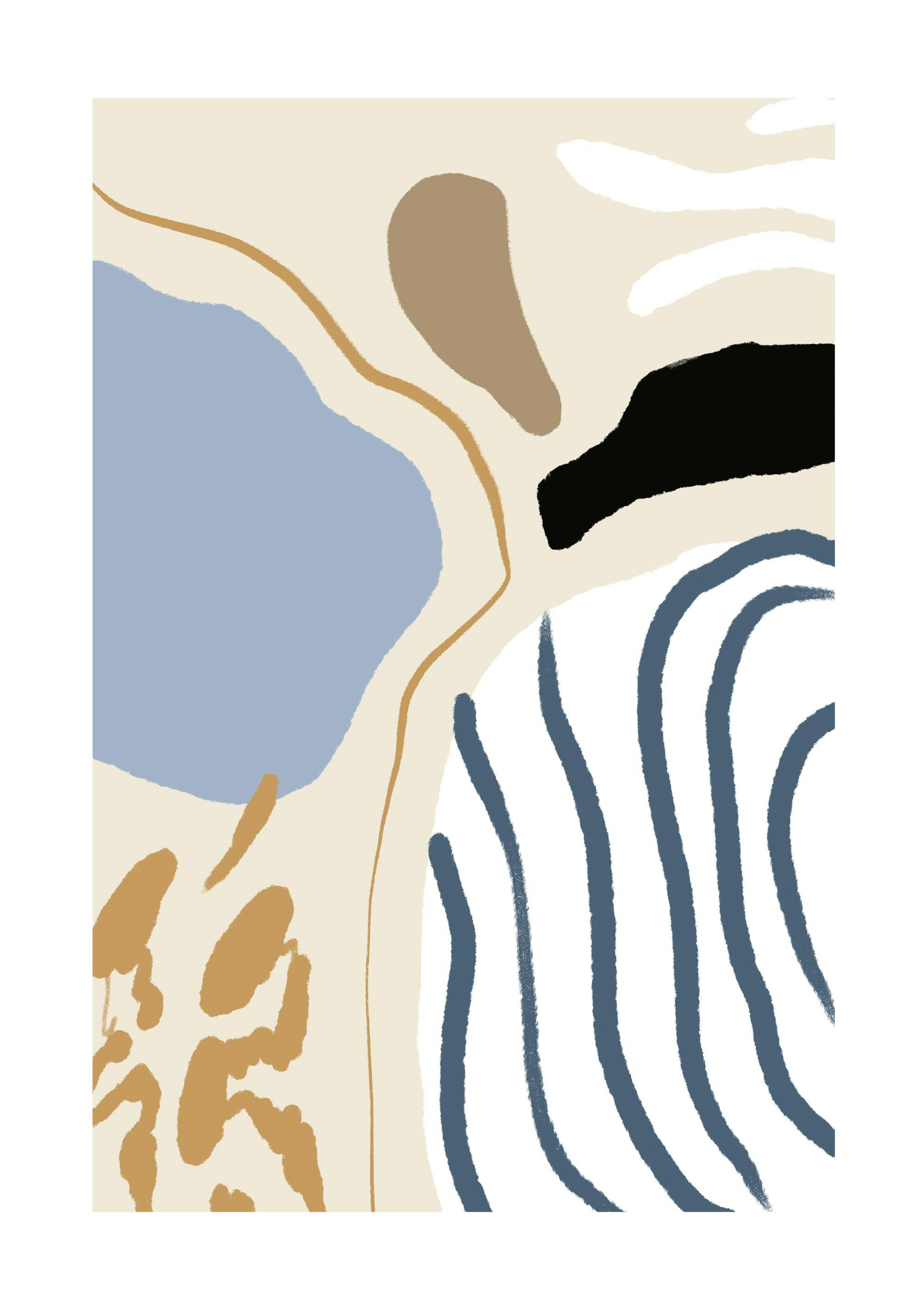 Abstract Blue Stripes No2 Print 0