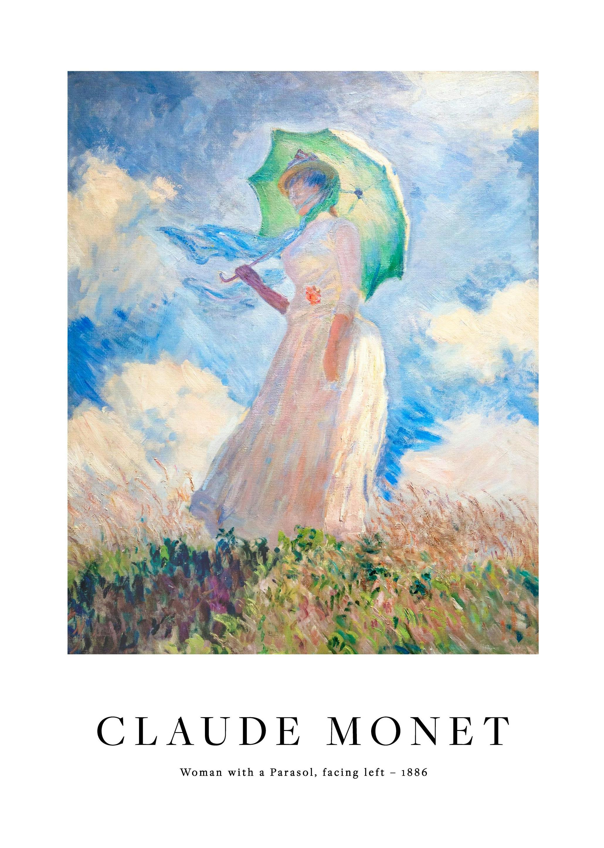 Monet - Woman with a Parasol, facing left Plakat (21x30 cm) - Plakater > Malerier fra kjente kunstnere > Monet Plakat