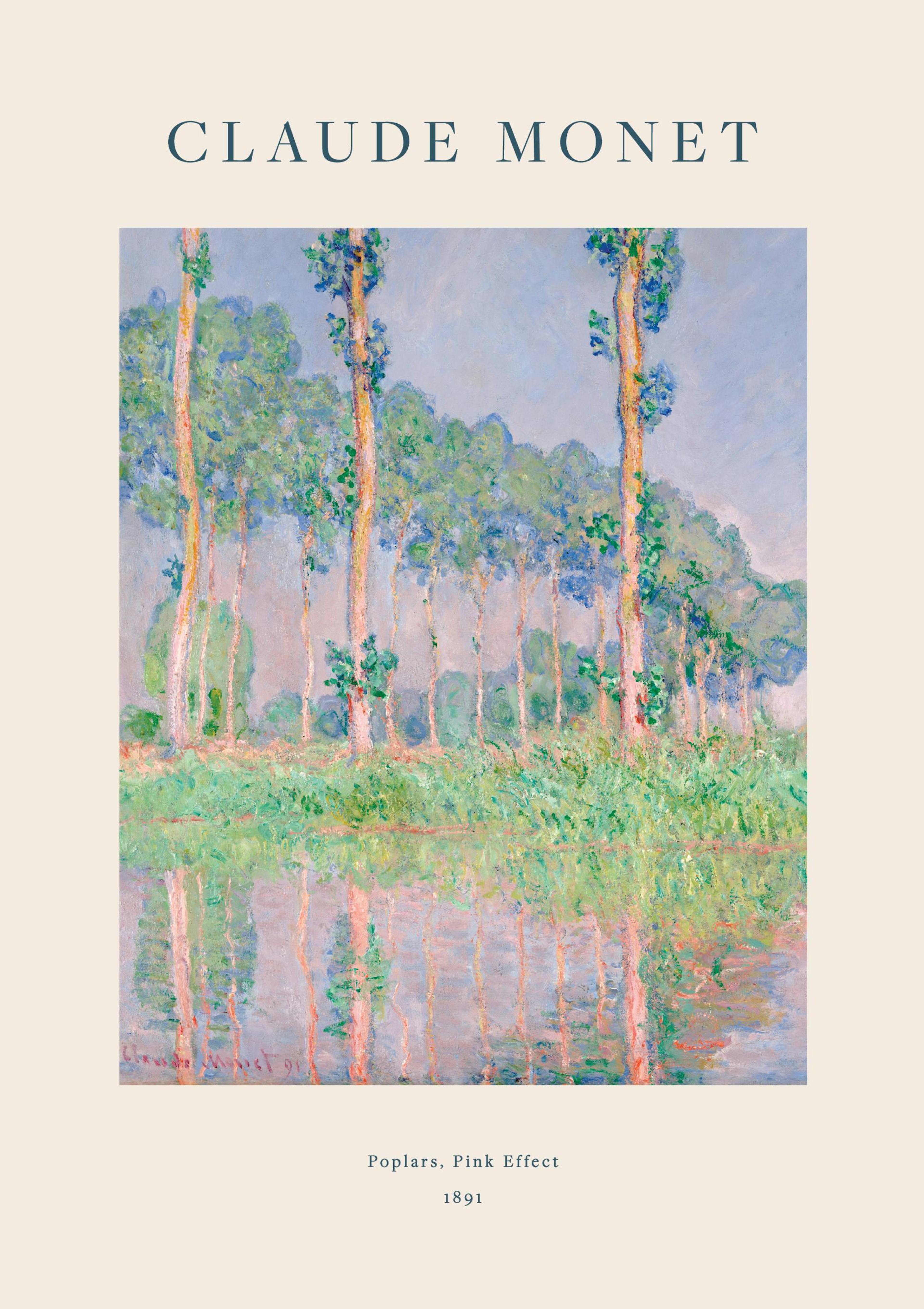 Monet - Poplars, Pink Effect Print