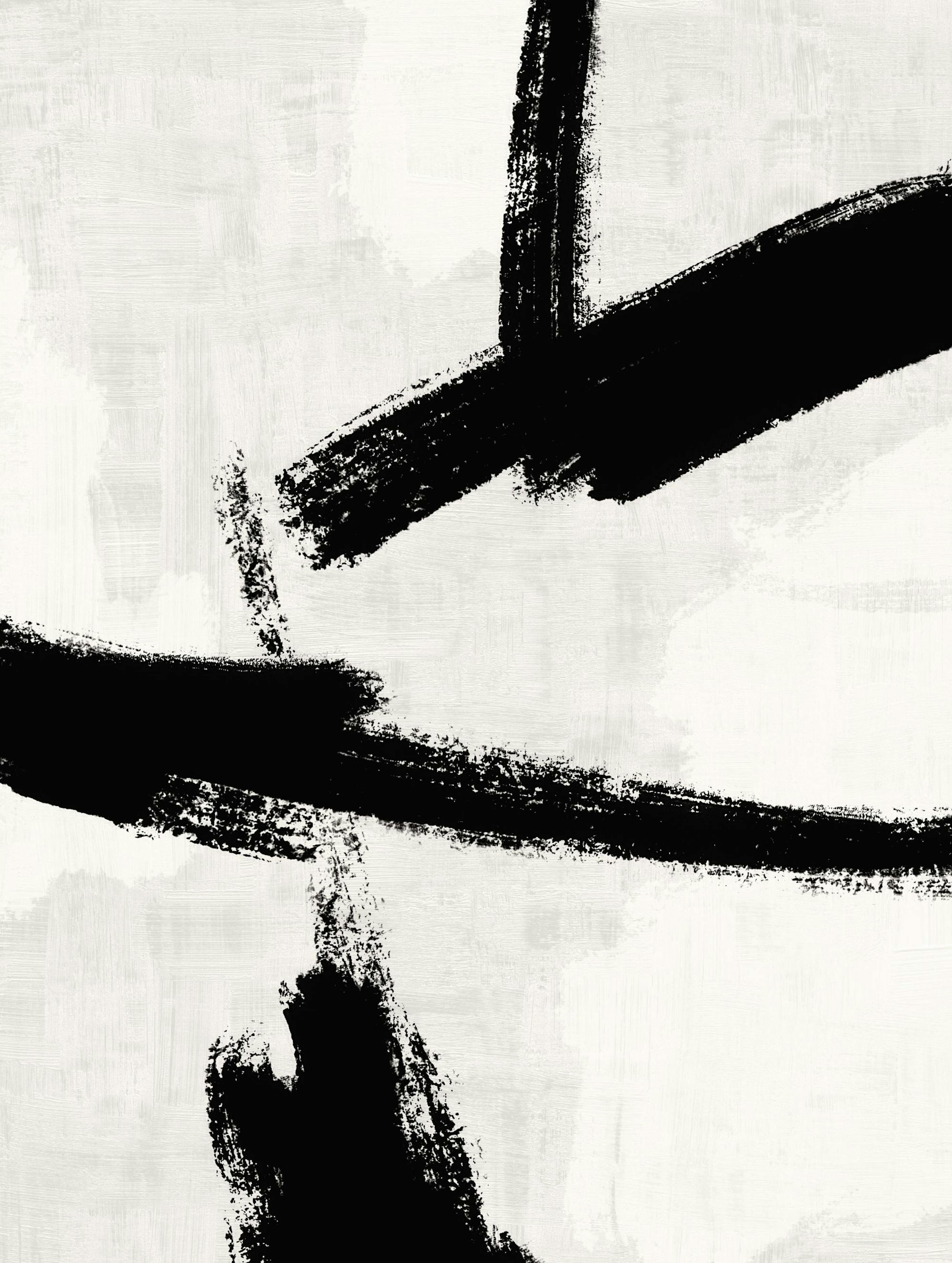 Black Brush Strokes No2 Poster