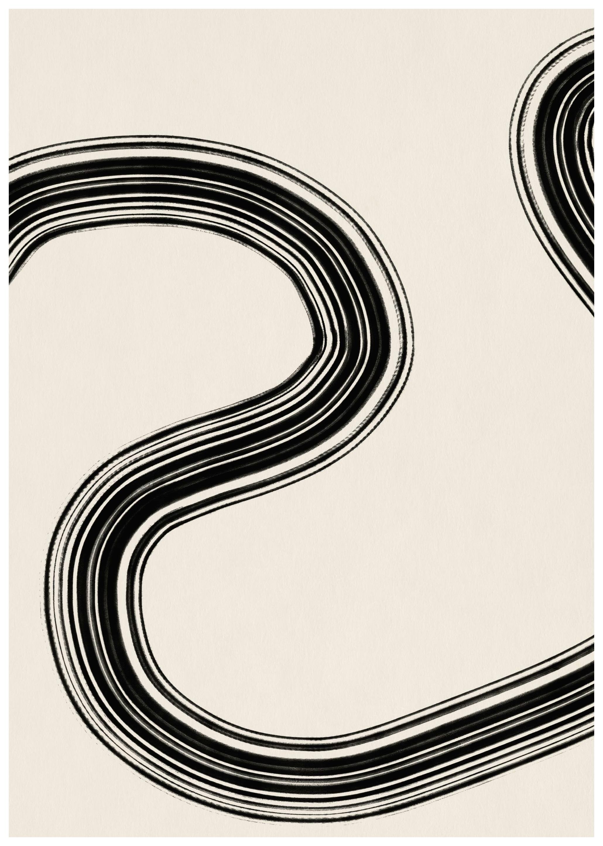 Prints - Black Curve No1 Print (30x40 cm) - Abstract art prints