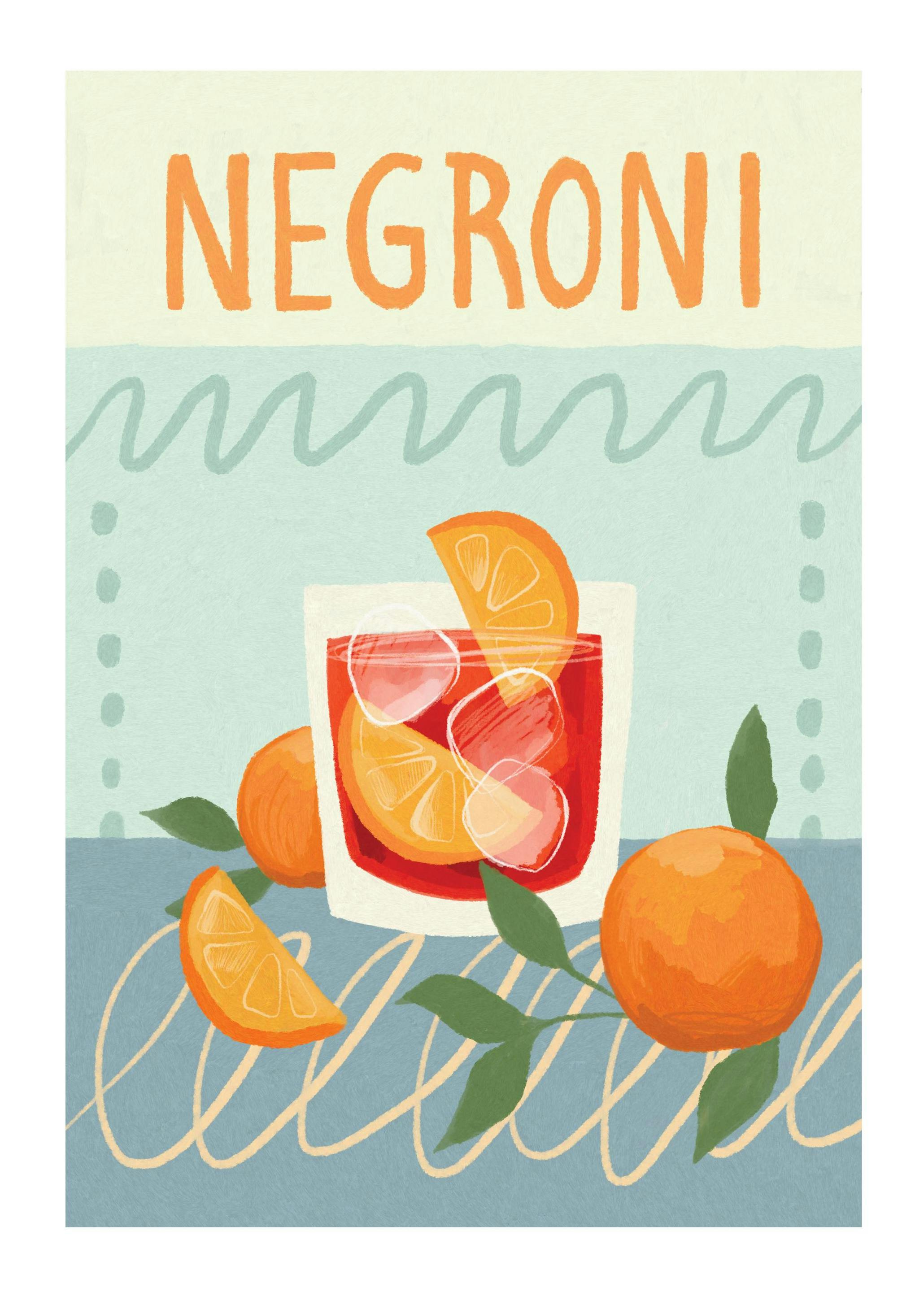 Negroni Cocktail Print (21x30 cm)- Wine & Cocktails posters