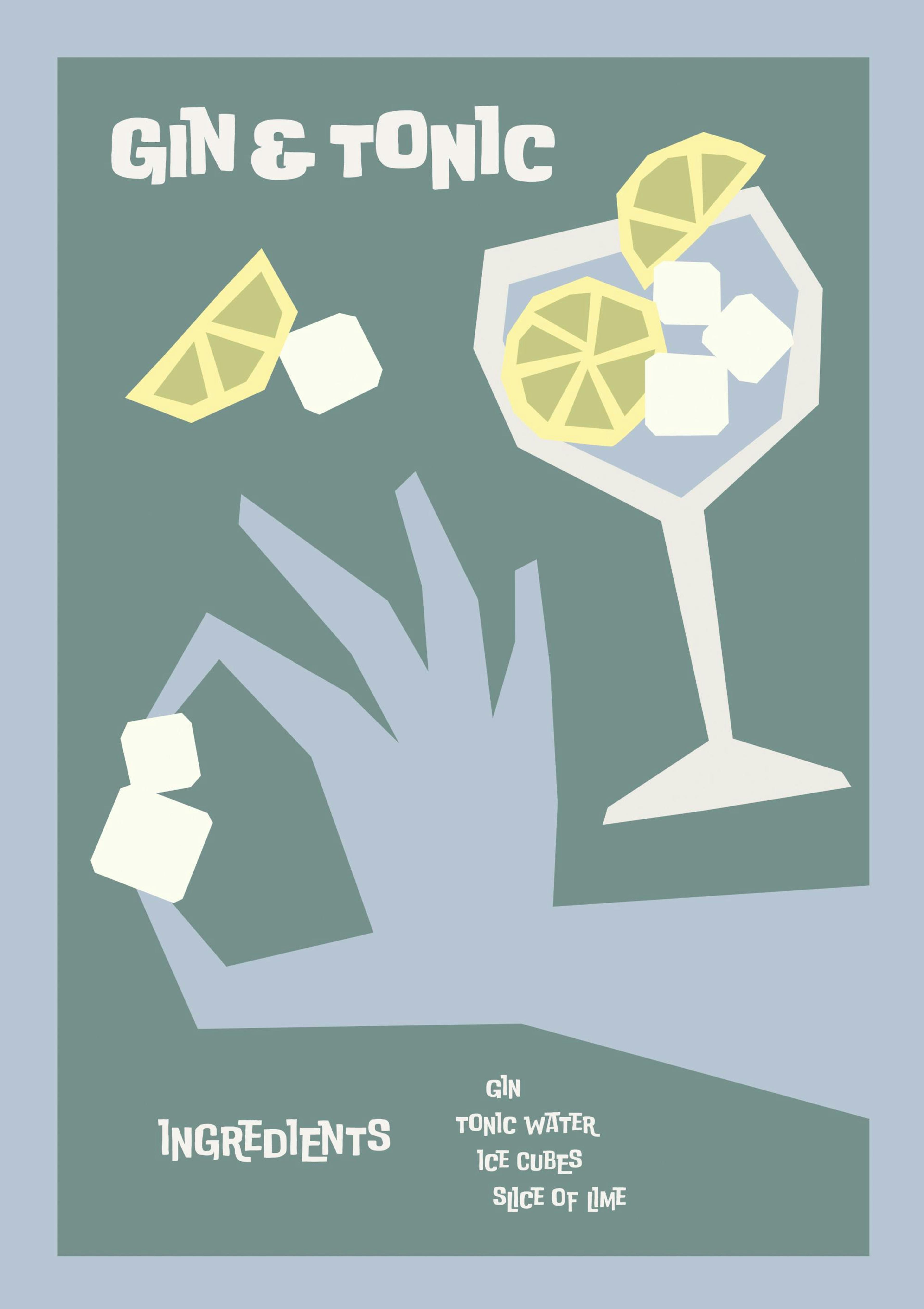 Gin & Tonic Cocktail Affiche