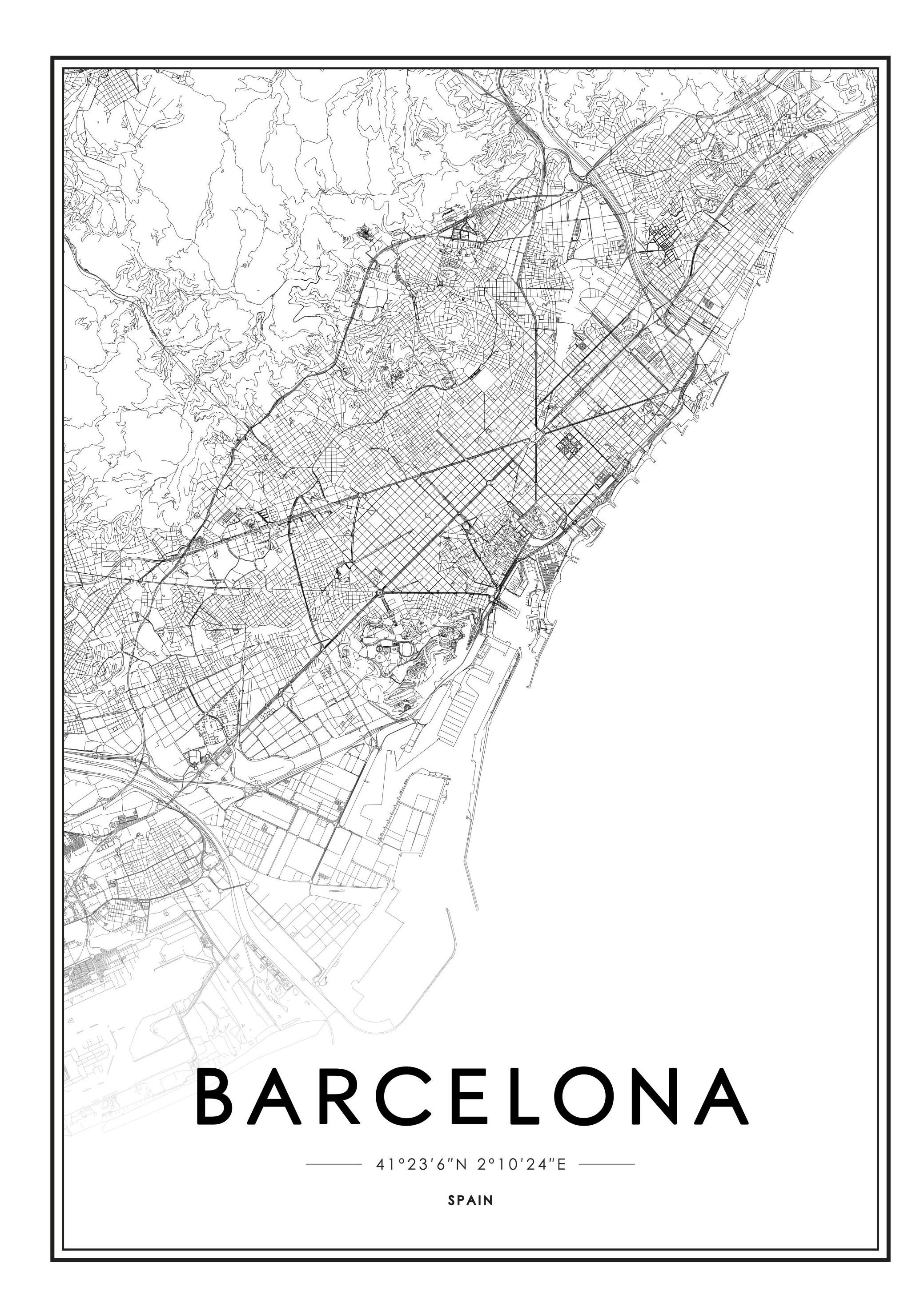 Barcelona Plakat (50x70 cm) - Plakater > Svarthvitt plakater