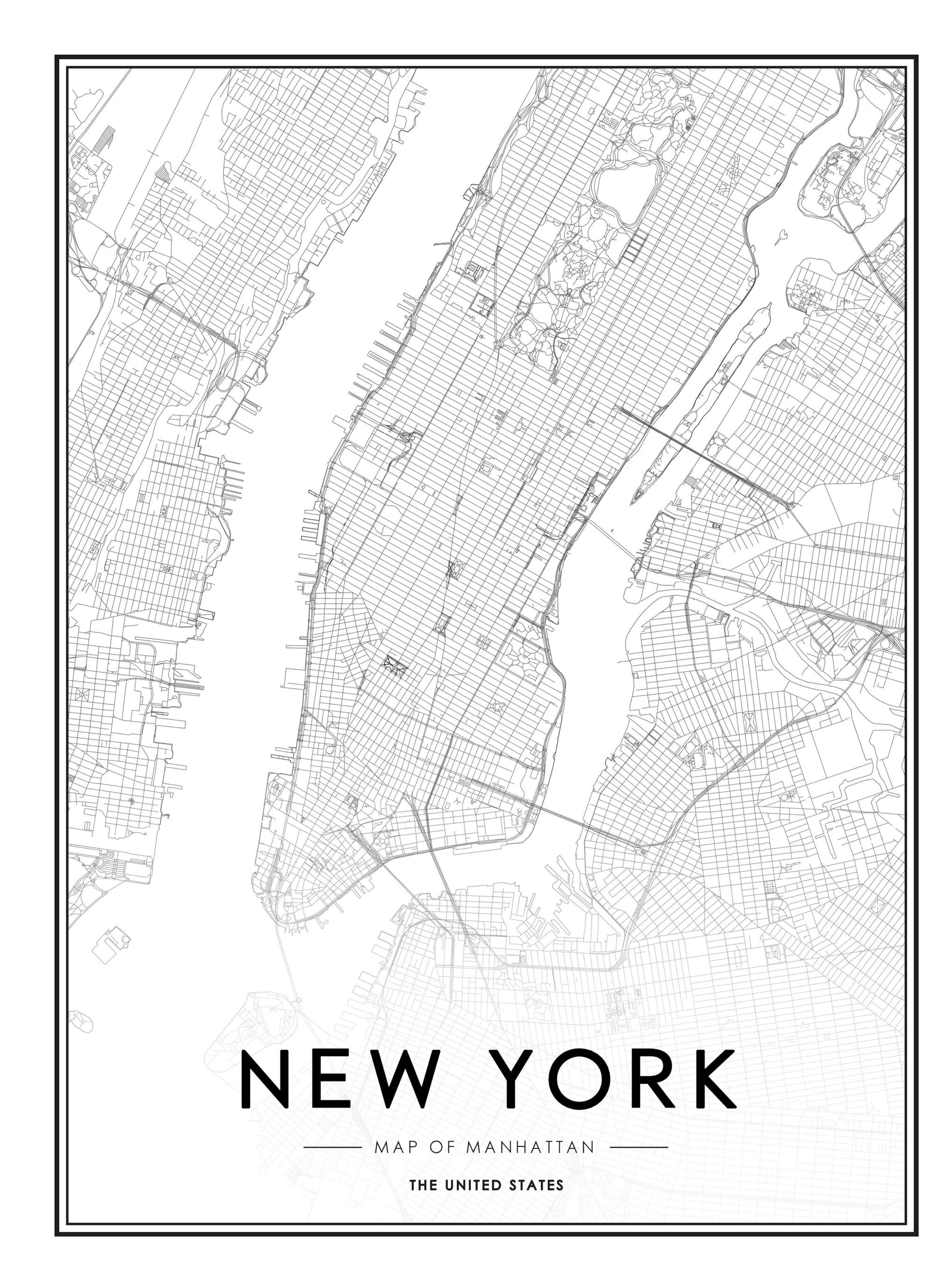 New York Map Affiche