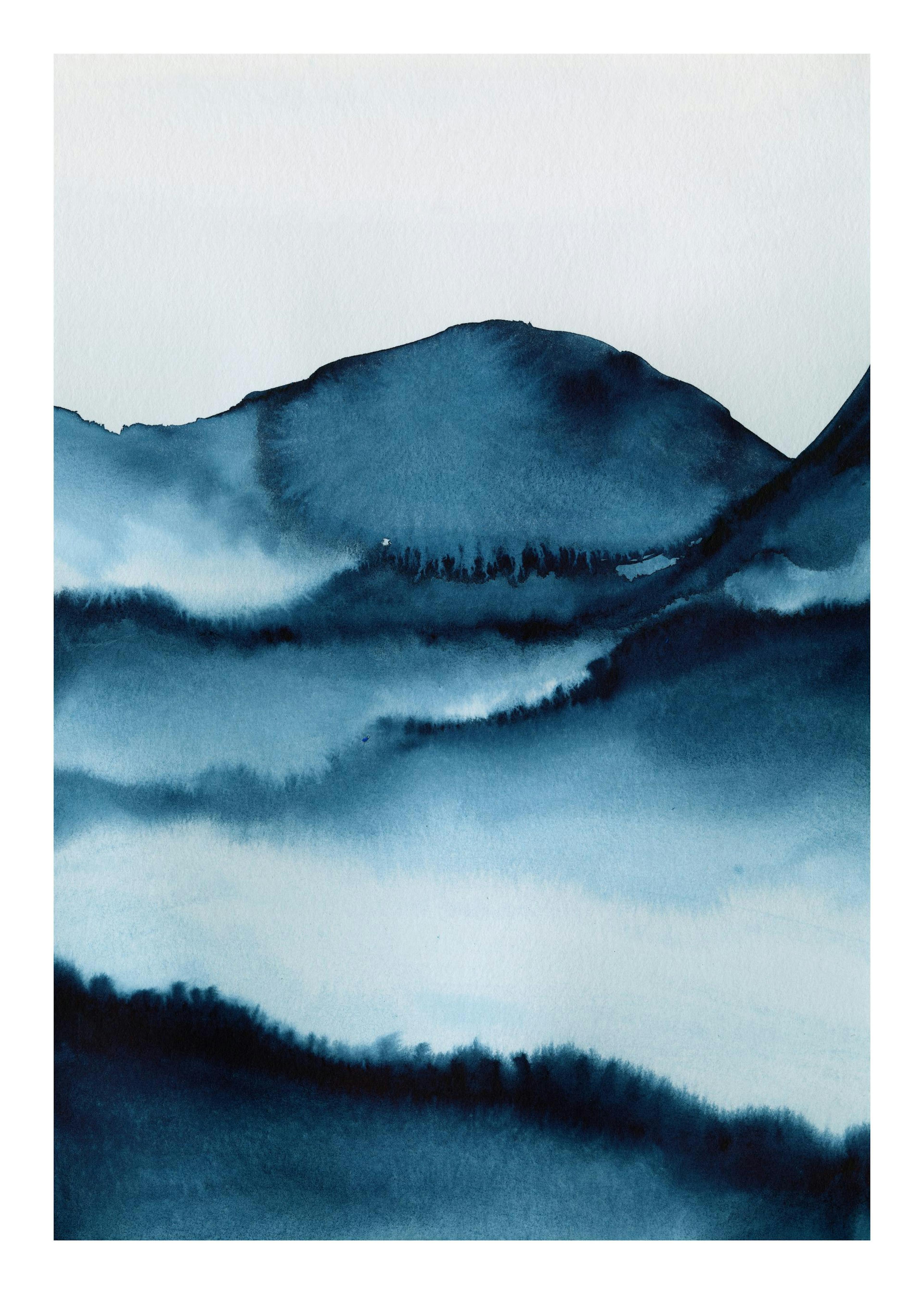 Watercolor Mountains Poster 0