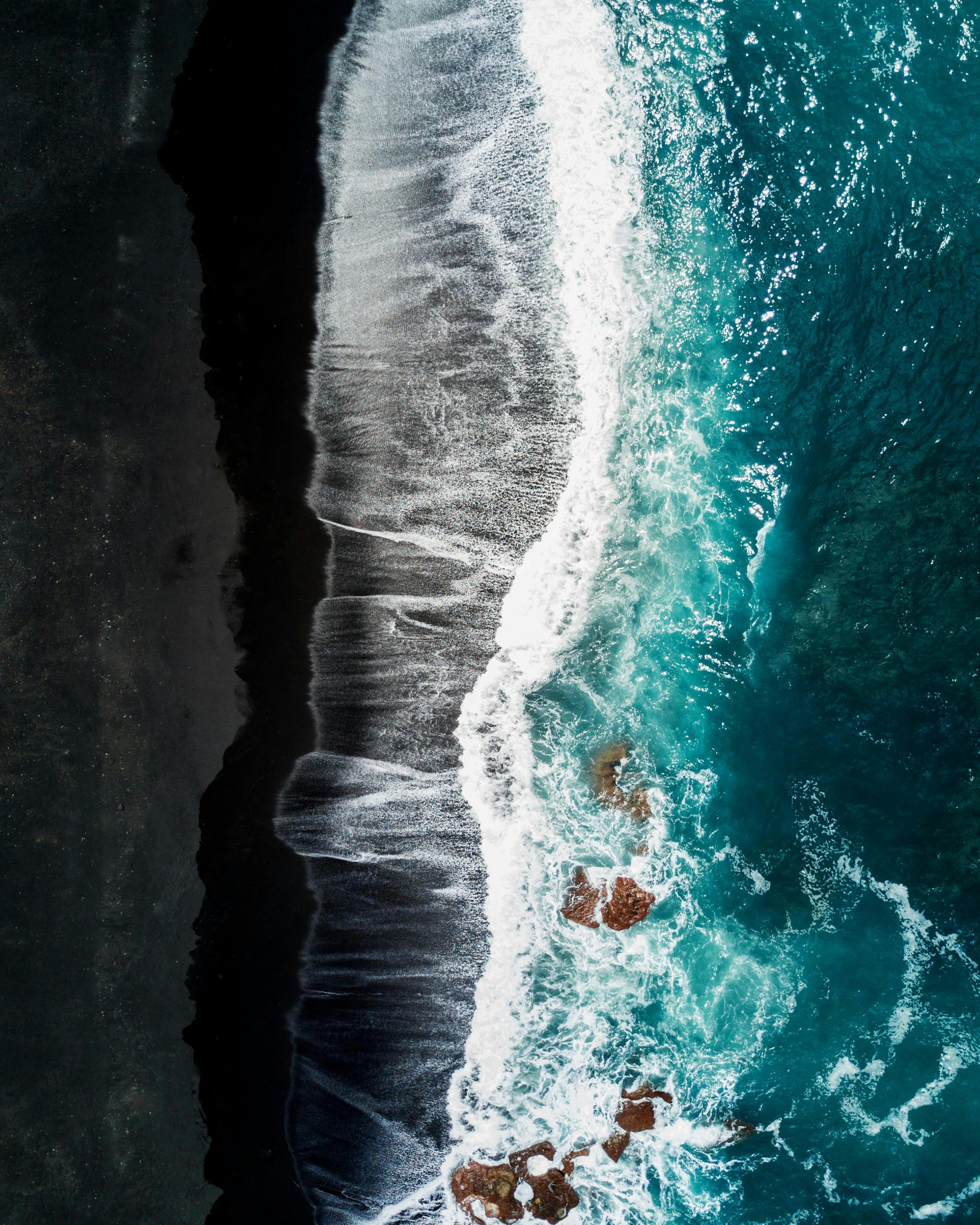 Black Beach Above Print