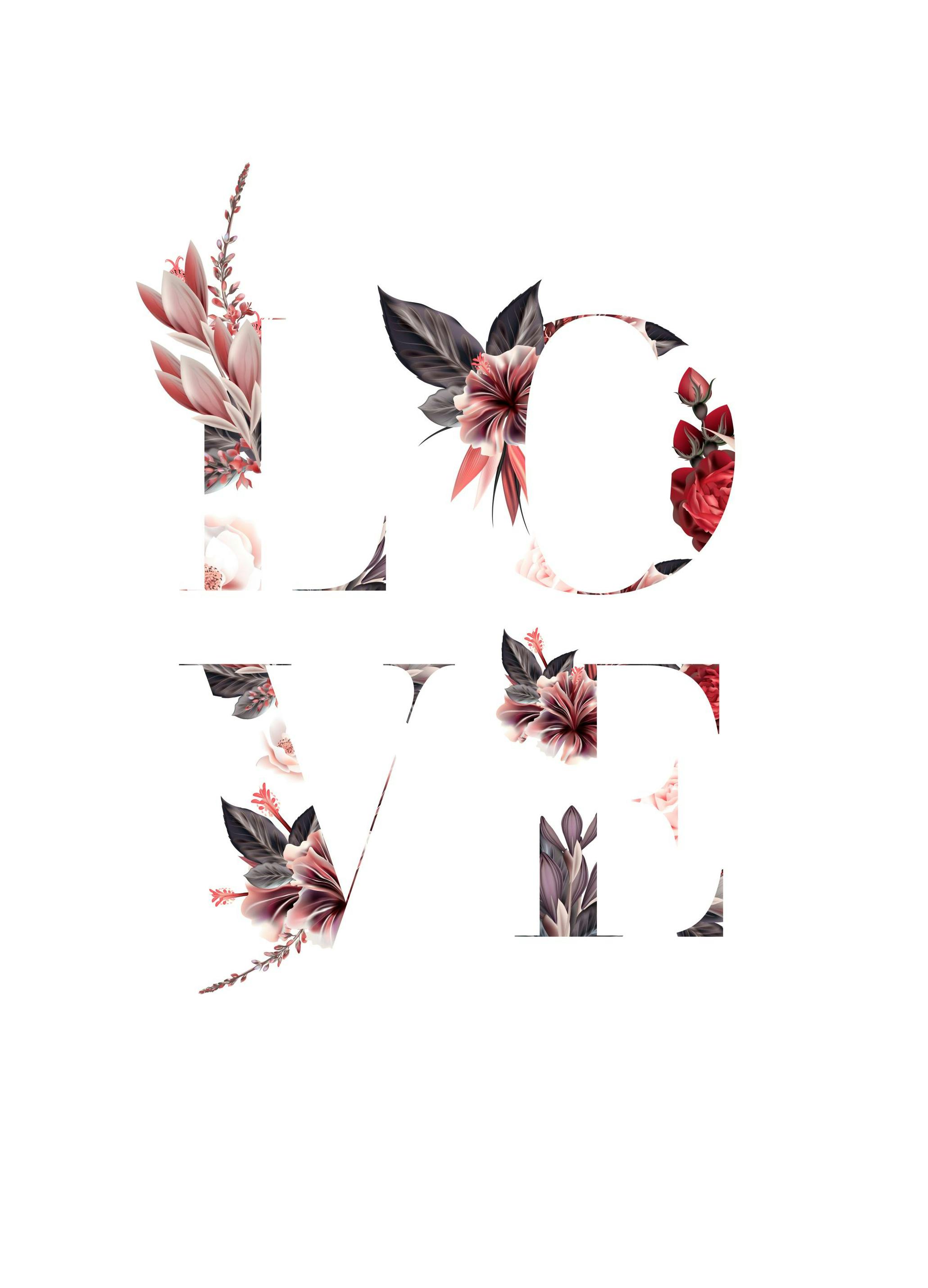 Prints - Floral Love Print (30x40 cm) - Text posters