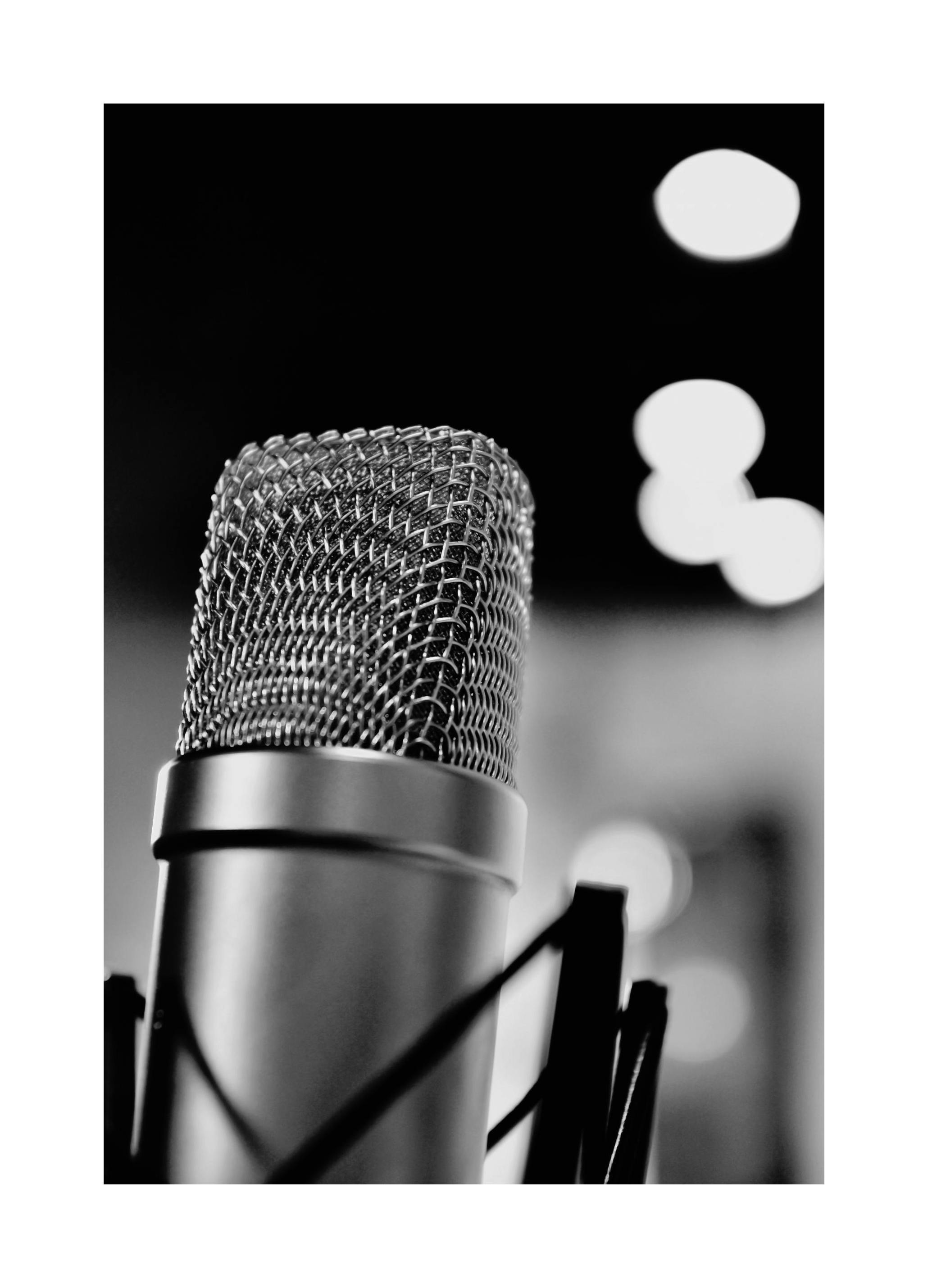 The Microphone Plakat (21x30 cm)- Czarno-białe plakaty