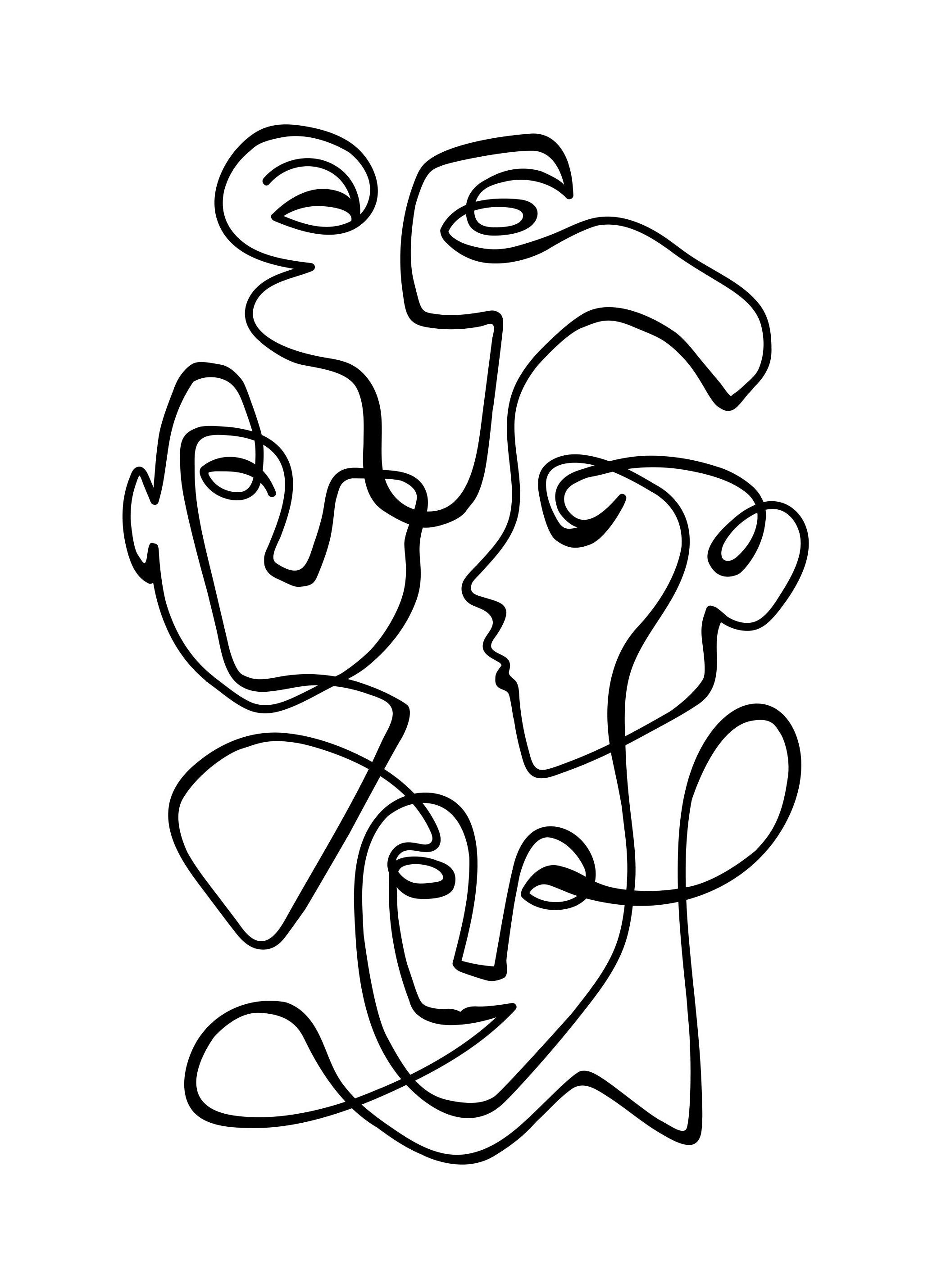 Abstract Line People No2 Plakat (21x30 cm)- Czarno-białe plakaty