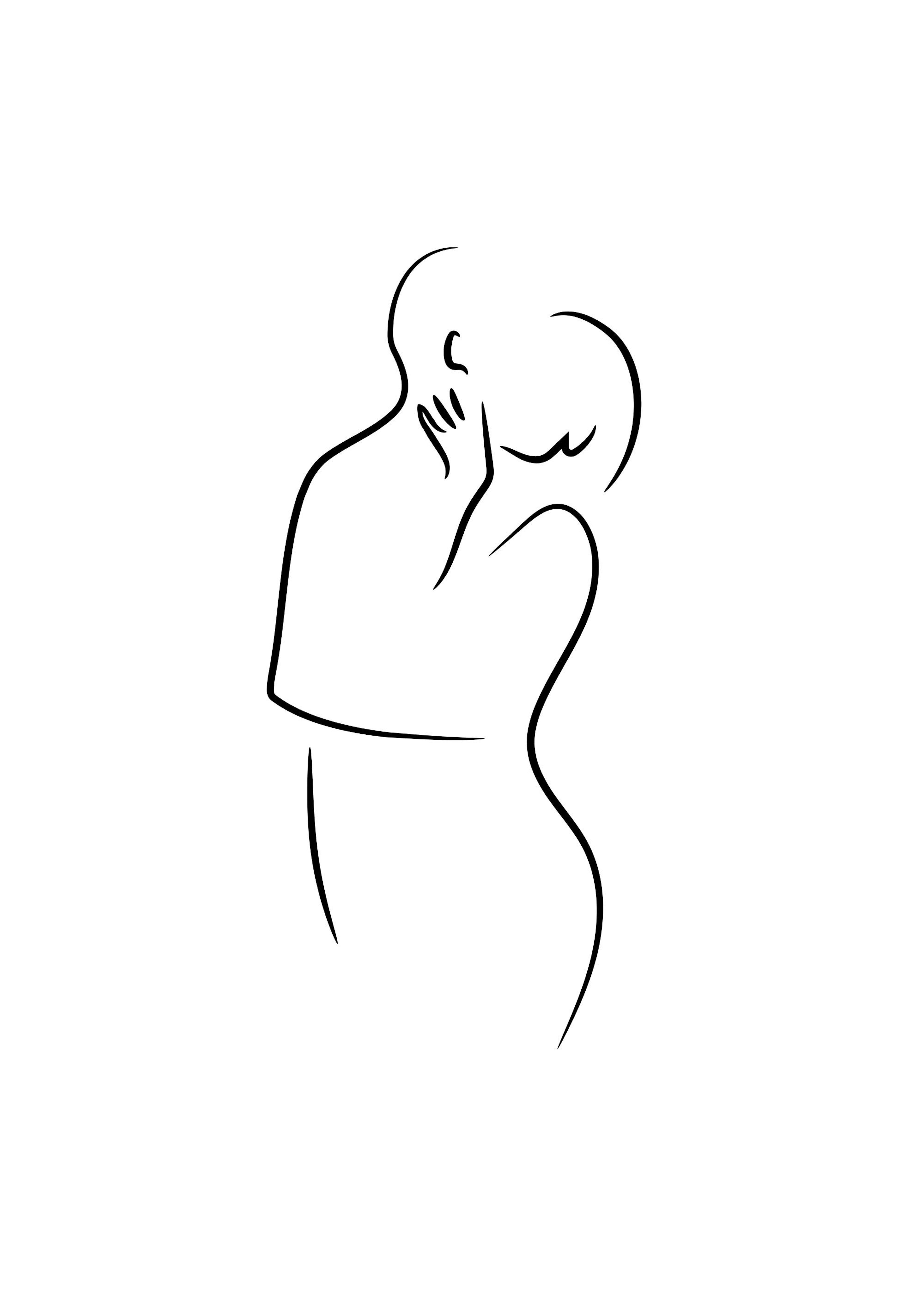 Line Art Kiss Print 0