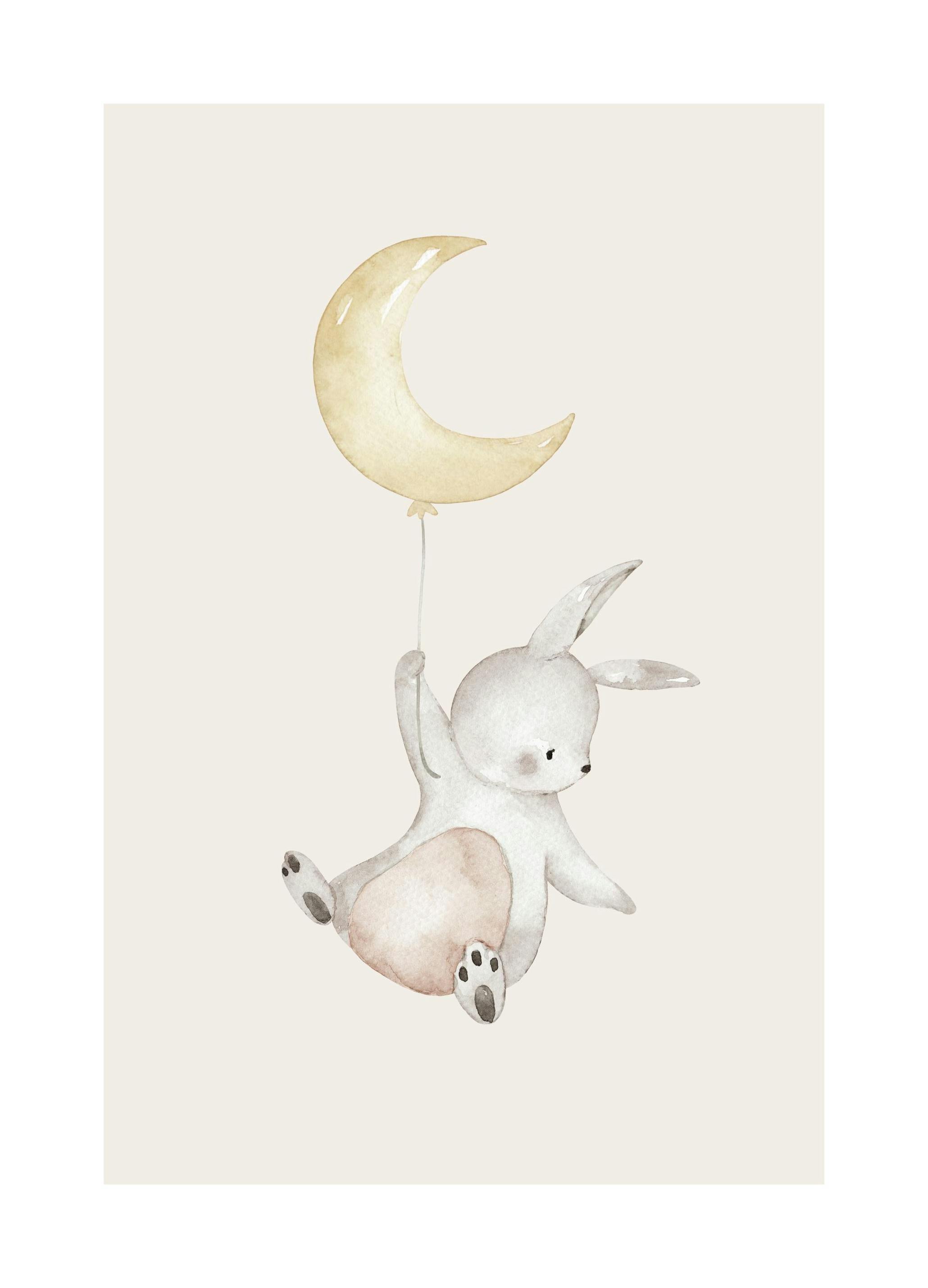 Prints - Flying Bunny Print (50x70 cm) - Kids wall art