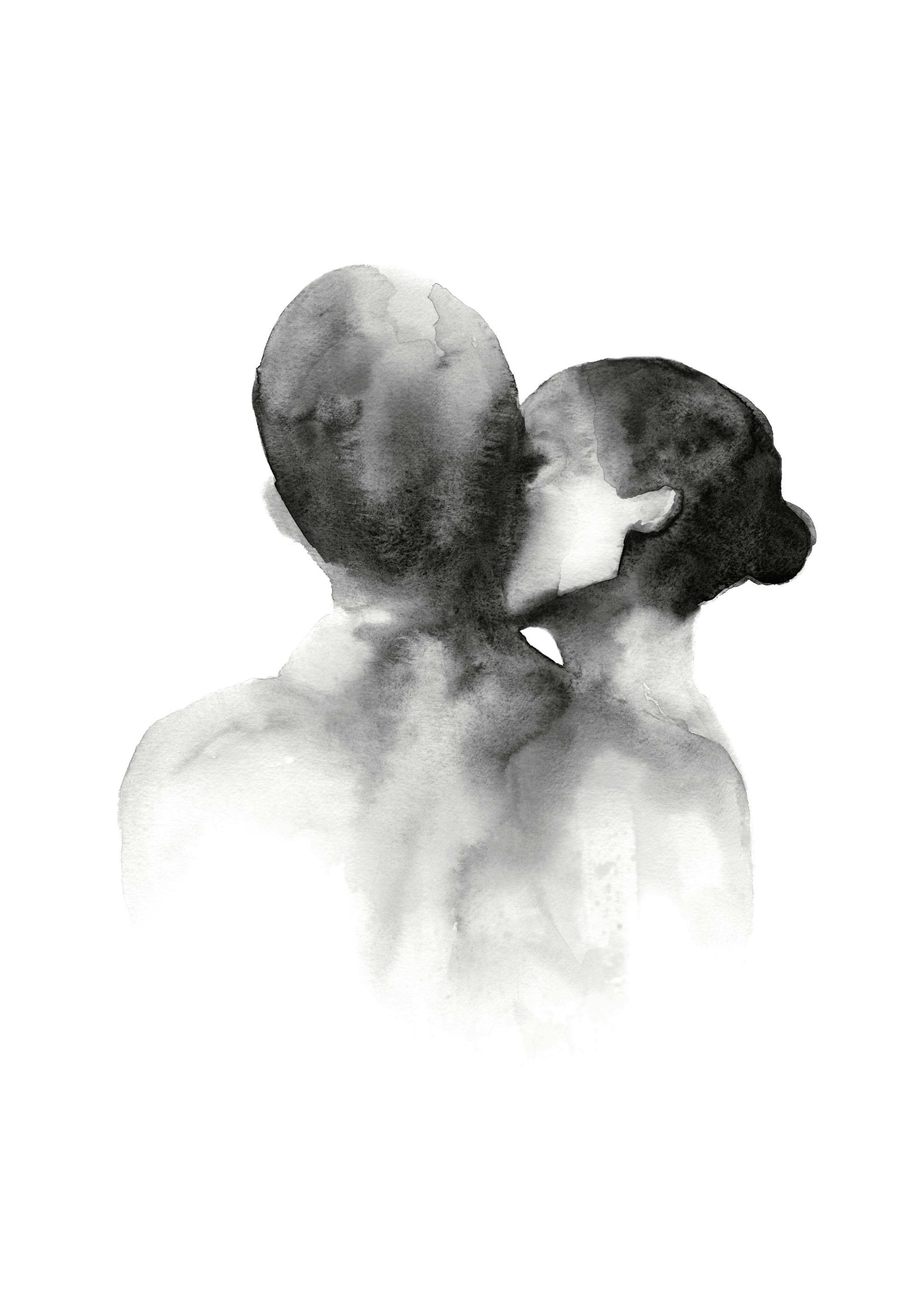 Watercolor Kiss Poster 0